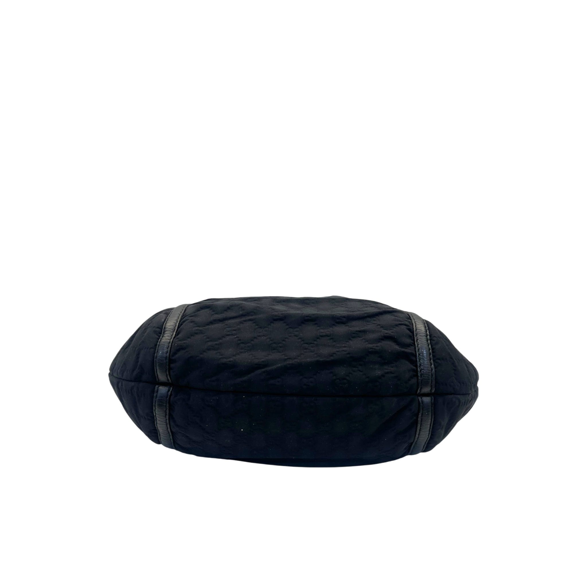 Gucci Black GG Neoprene and Leather Techno Horsebit Hobo Bag