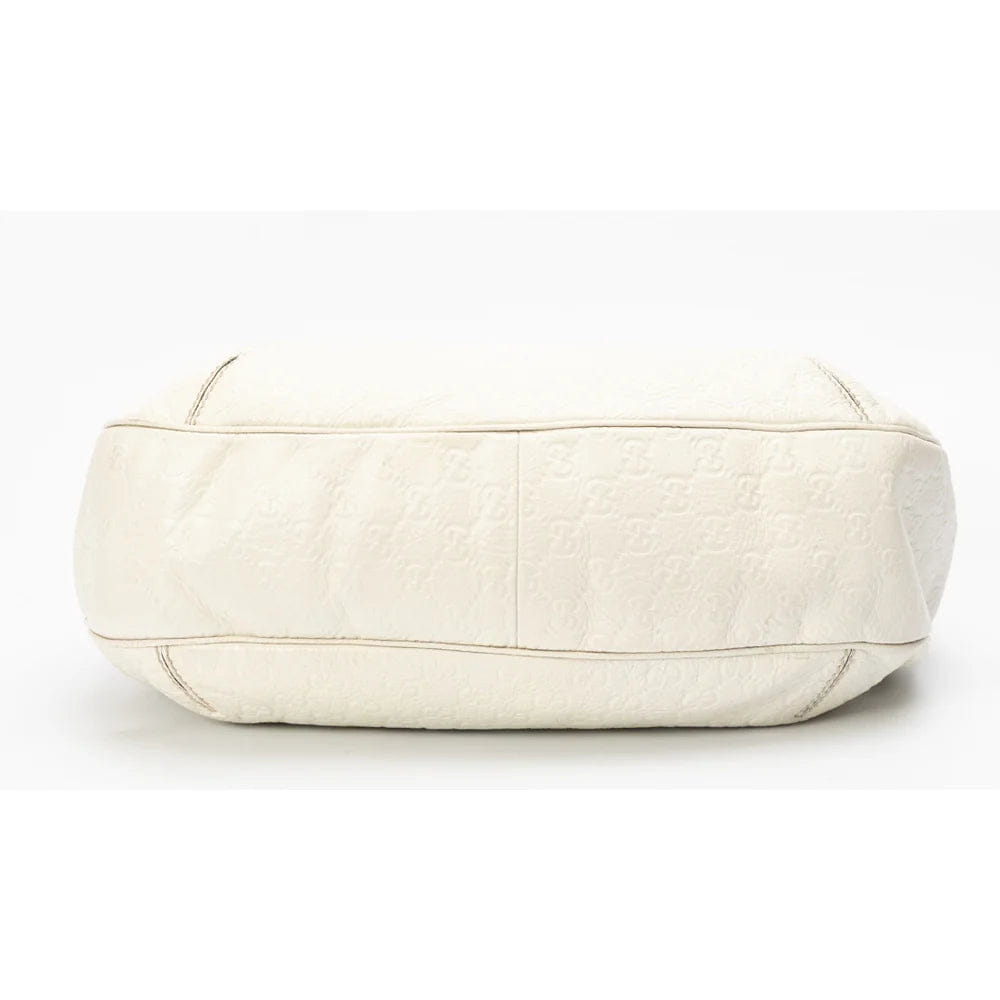 Gucci Ivory Guccissima Leather Web Hobo Bag
