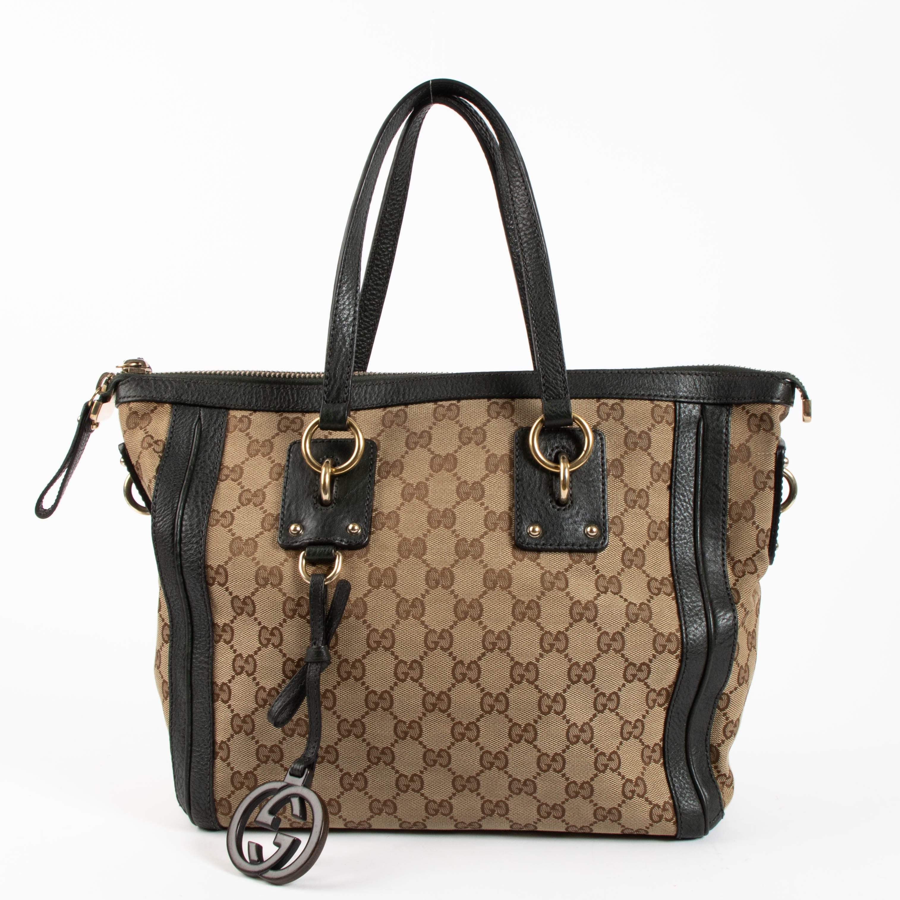 Gucci GG Canvas Medium Charm Satchel Bag