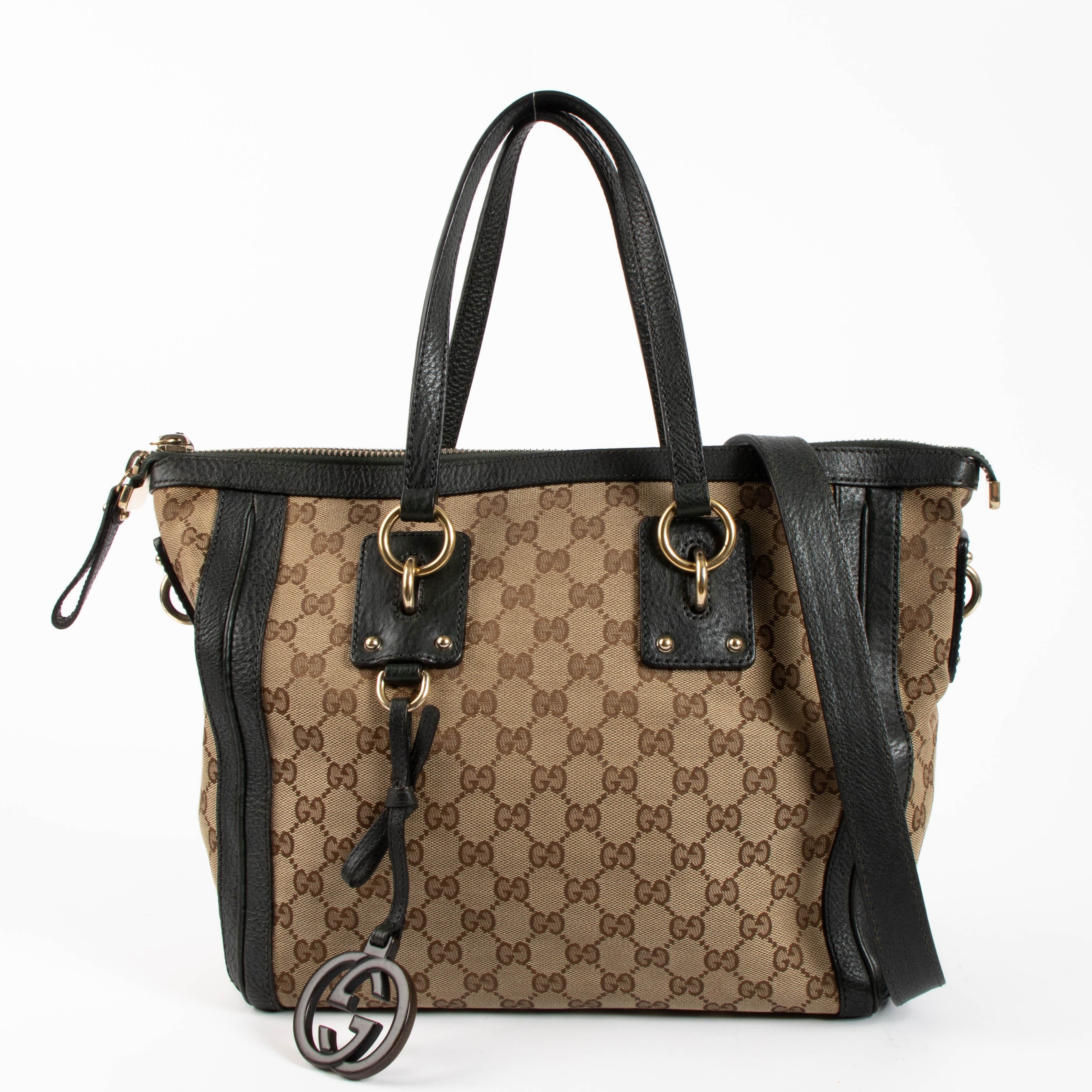 Gucci GG Canvas Medium Charm Satchel Bag