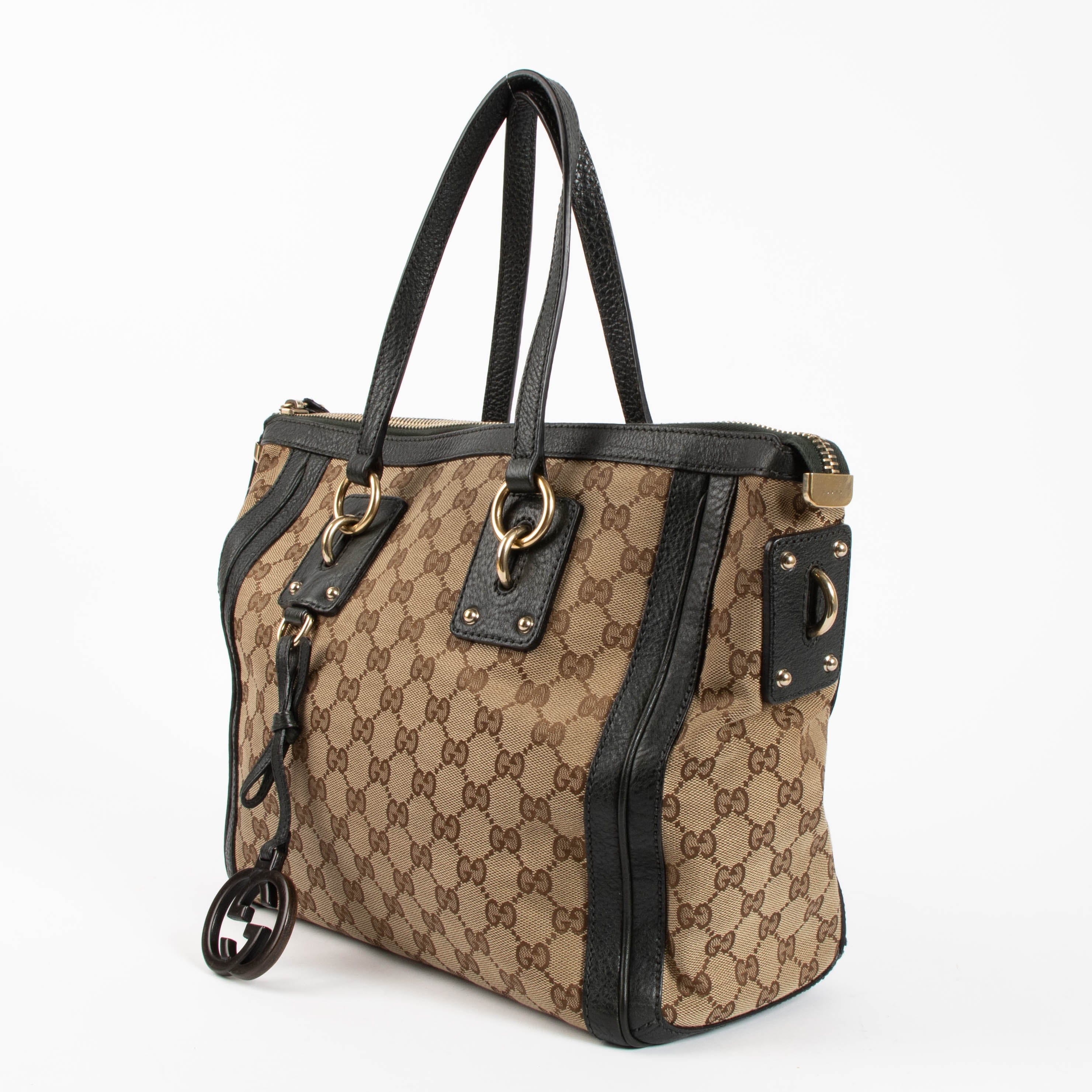 Gucci GG Canvas Medium Charm Satchel Bag