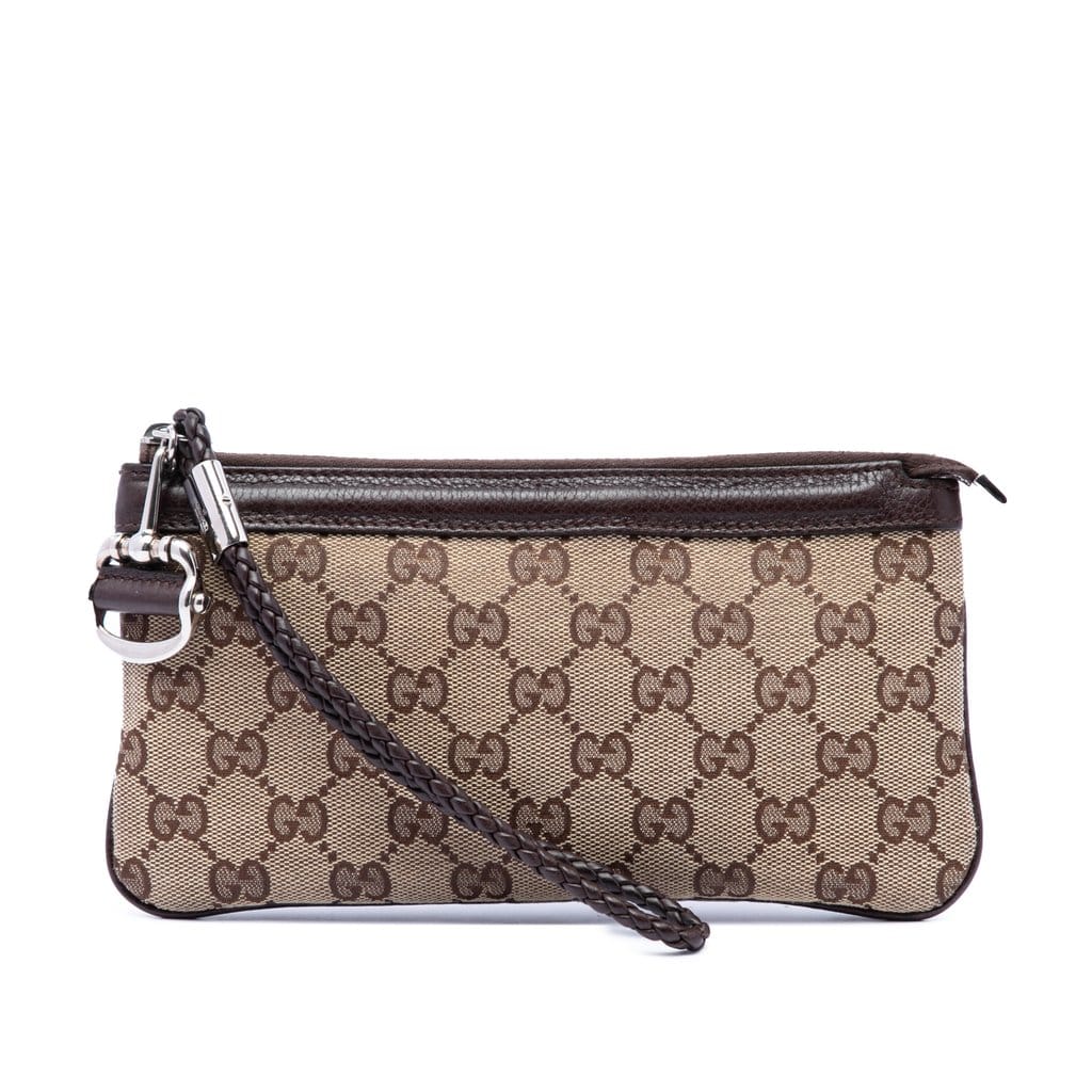 Gucci GG Canvas Horsebit Wristlet Pochette