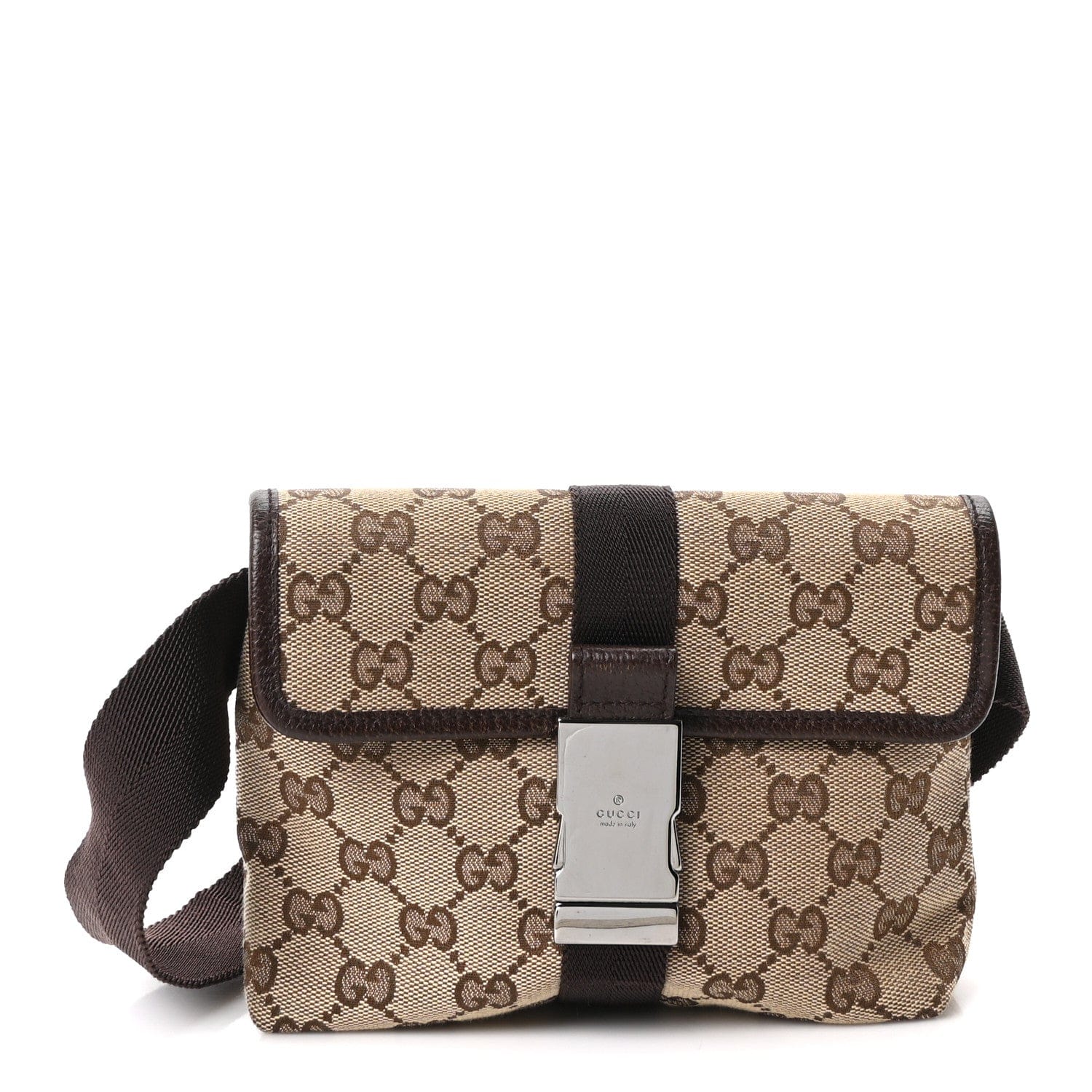 Gucci Monogram Waist Pouch Bag Dark Brown