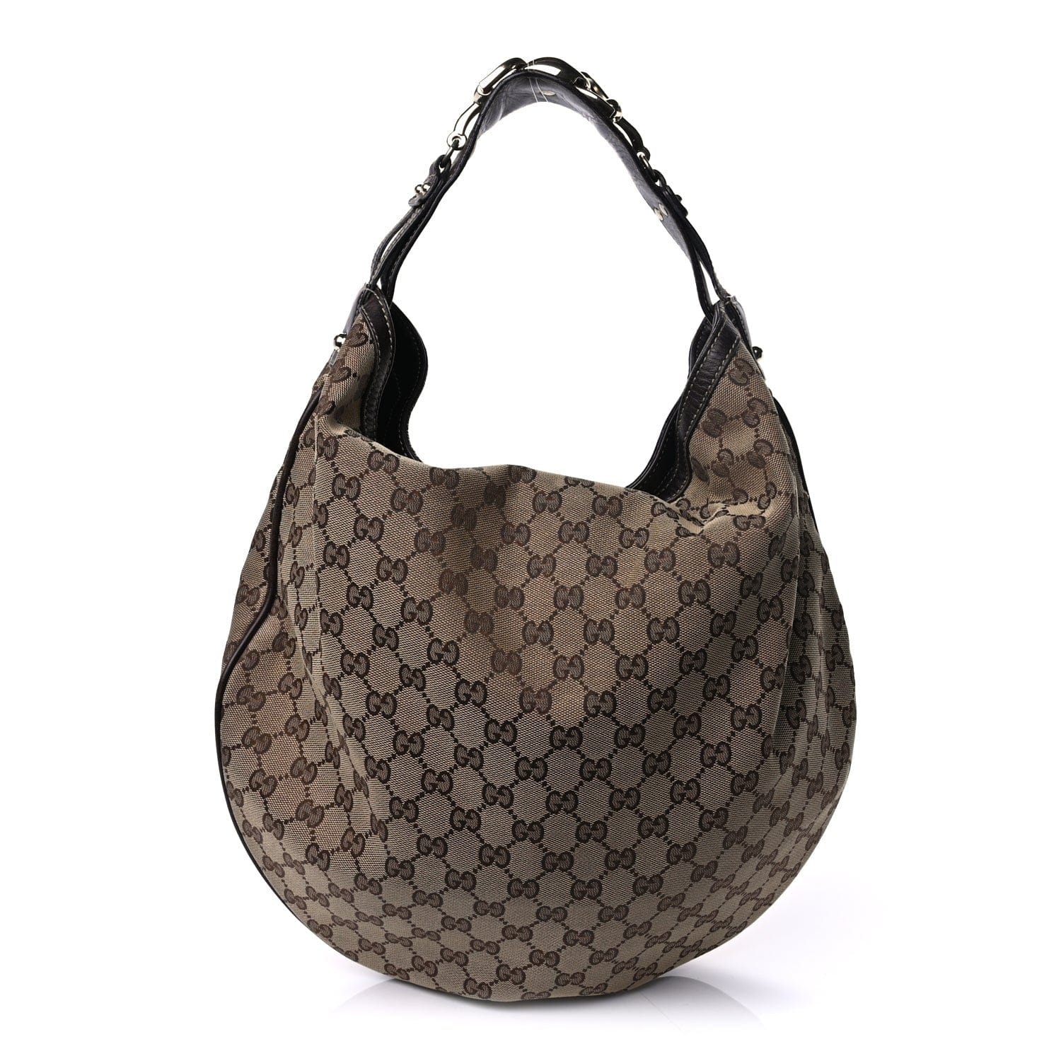 Gucci Monogram Large Wave Hobo Dark Brown