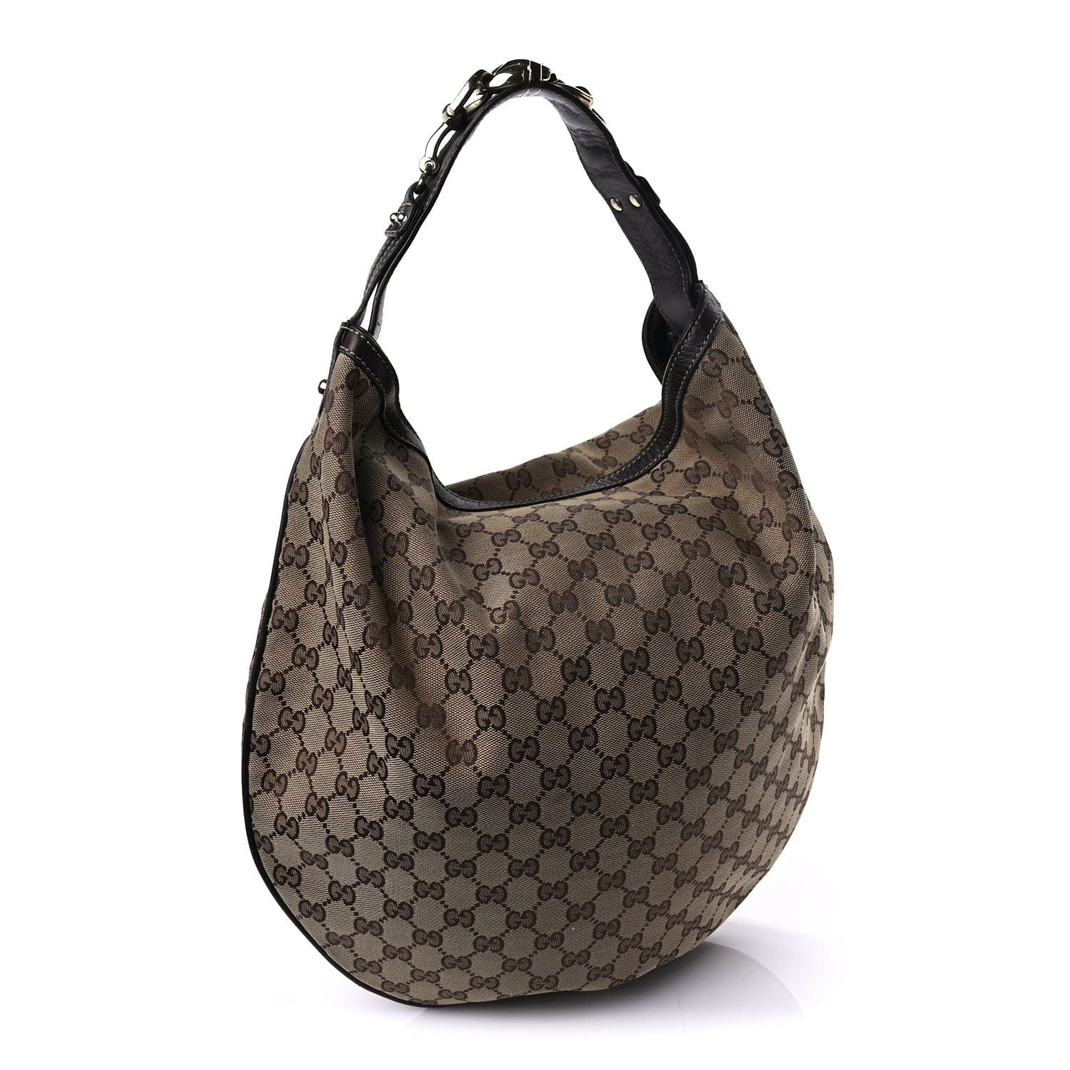 Gucci Monogram Large Wave Hobo Dark Brown