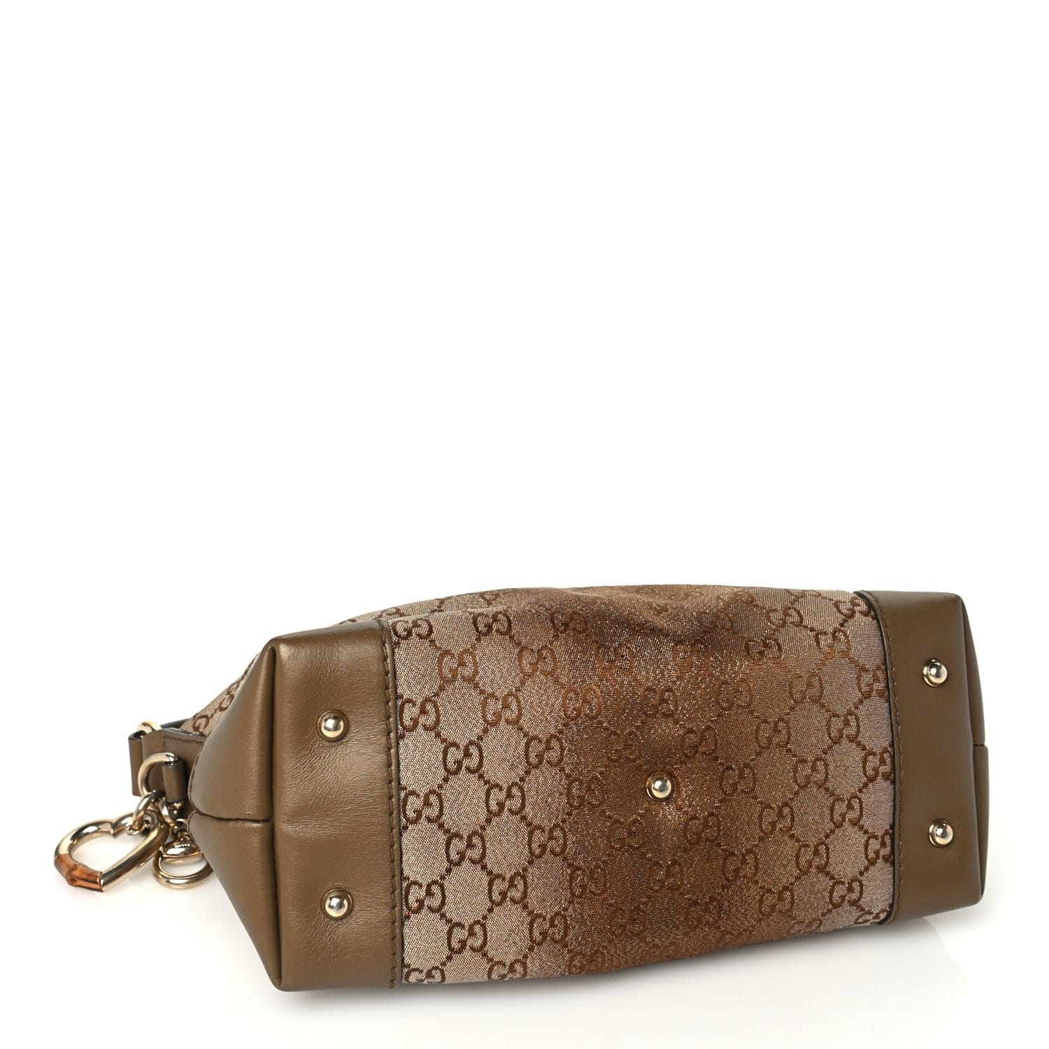 Gucci Monogram Lurex Small Heart Bit Charm Hobo Bronze