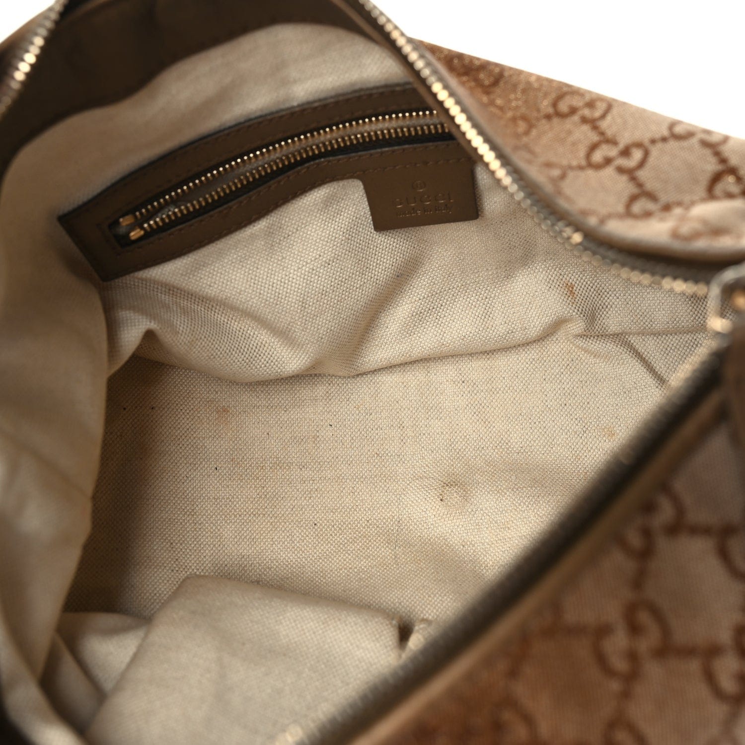 Gucci Monogram Lurex Small Heart Bit Charm Hobo Bronze