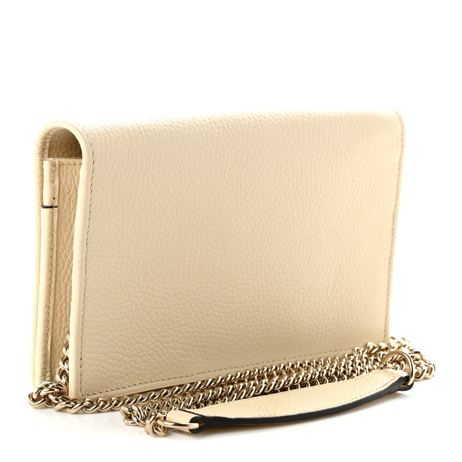 Gucci Pebbled Calfskin Soho Wallet On Chain Ivoire