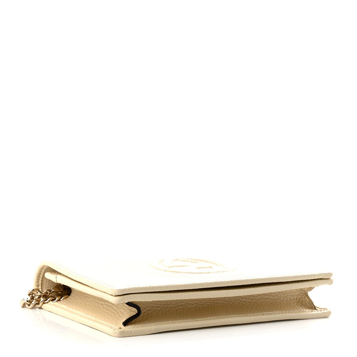 Gucci Pebbled Calfskin Soho Wallet On Chain Ivoire