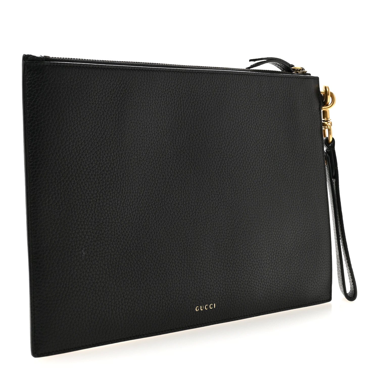 Gucci Calfskin Chinese Dragon Embroidered Zip Wristlet Pouch Multicolor Black