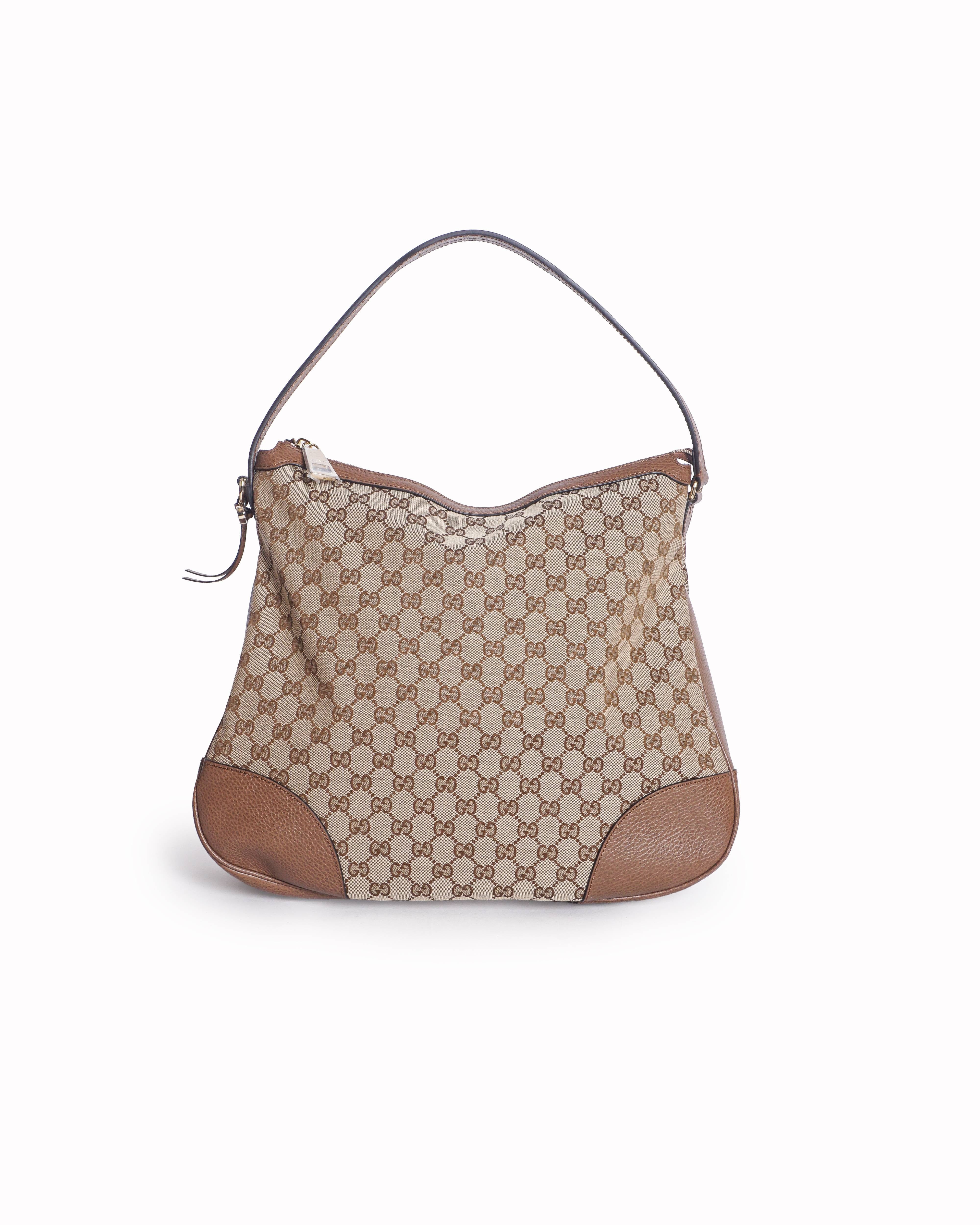 Gucci Beige GG Canvas & Leather Abbey Hobo Bag