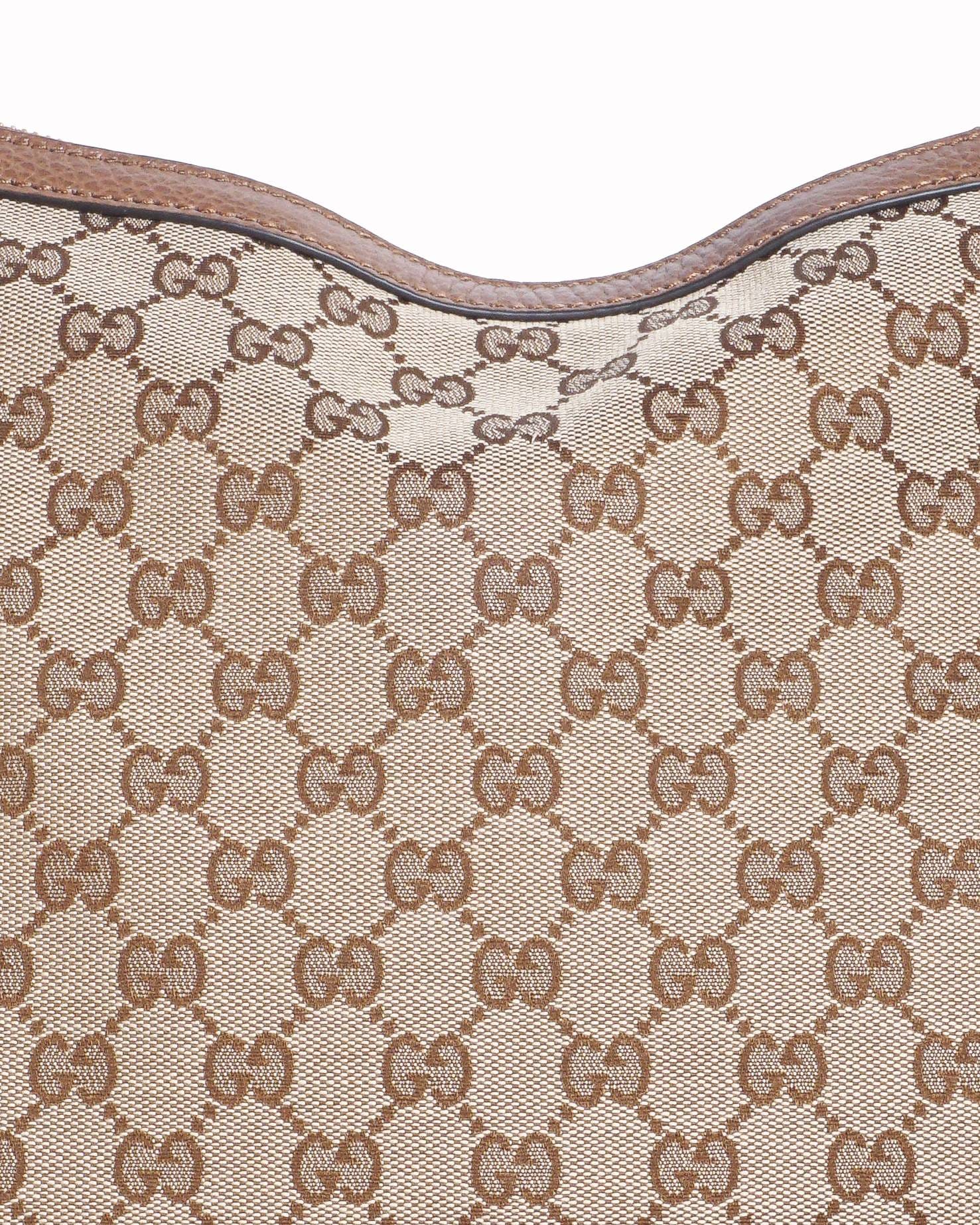 Gucci Beige GG Canvas & Leather Abbey Hobo Bag