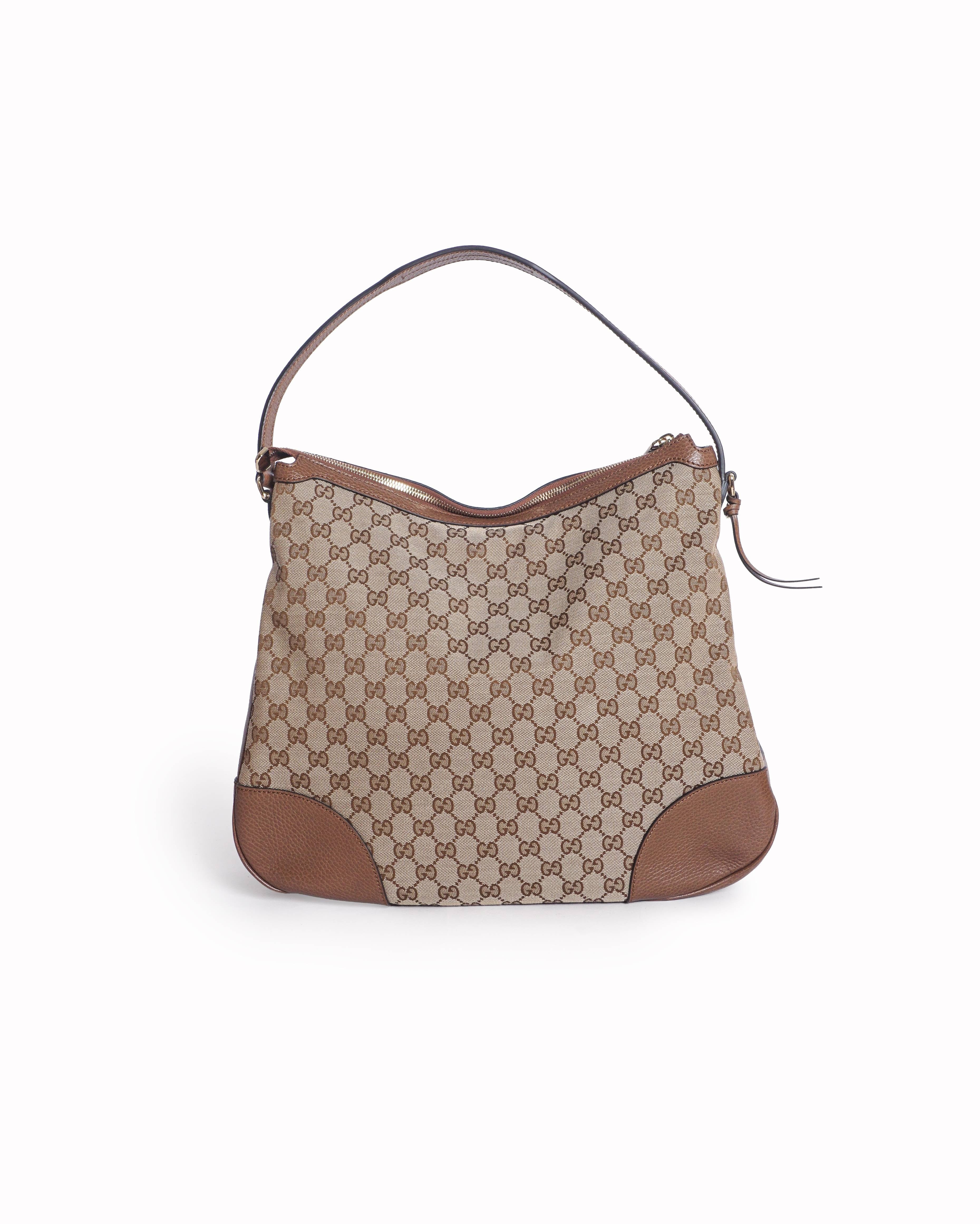 Gucci Beige GG Canvas & Leather Abbey Hobo Bag