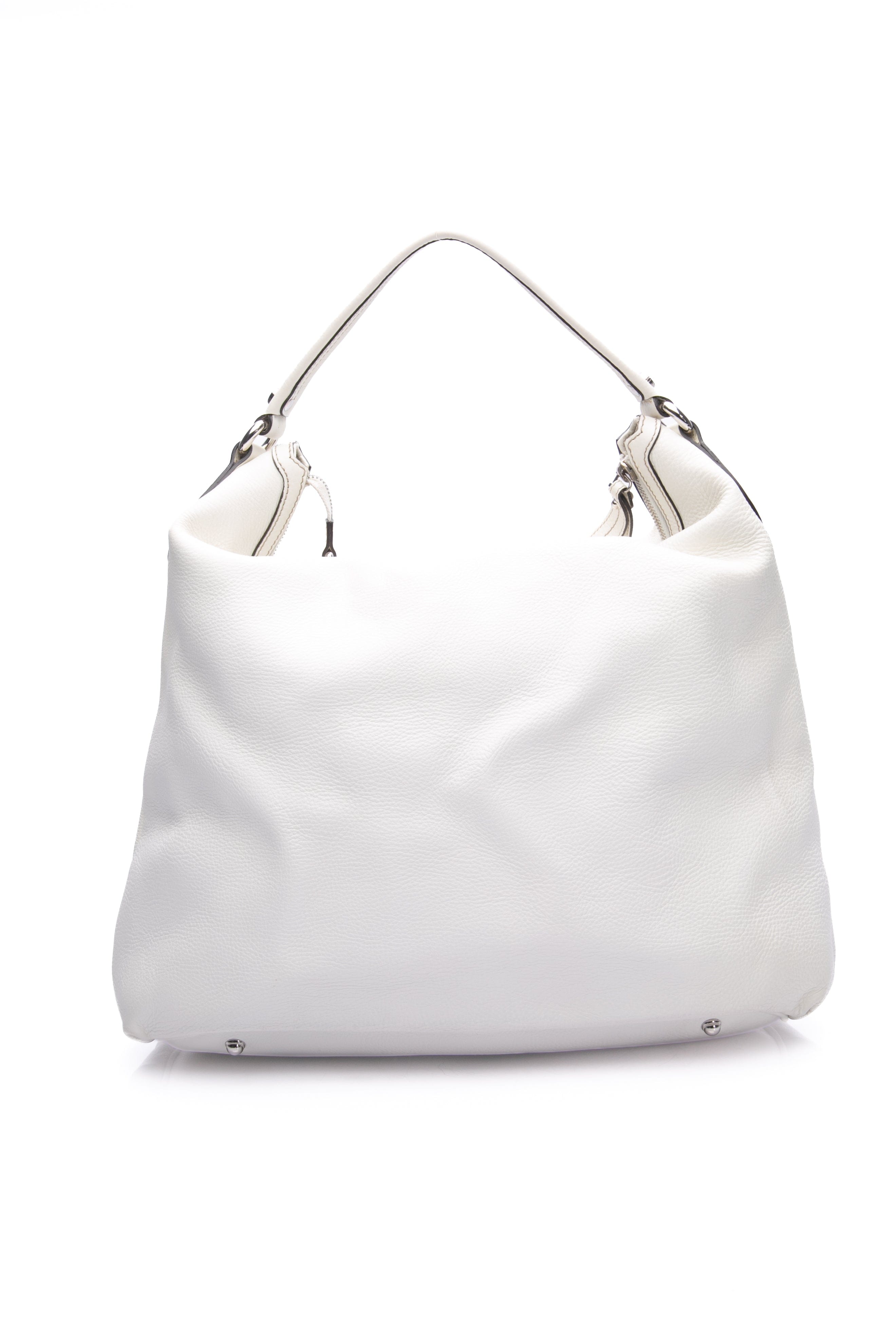 GUCCI White Leather G Coin Hobo Bag