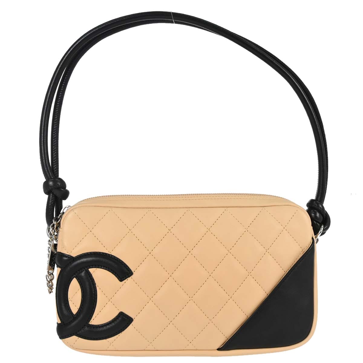 Chanel 2005 - 2006 Beige Black Calfskin Cambon Ligne Handbag