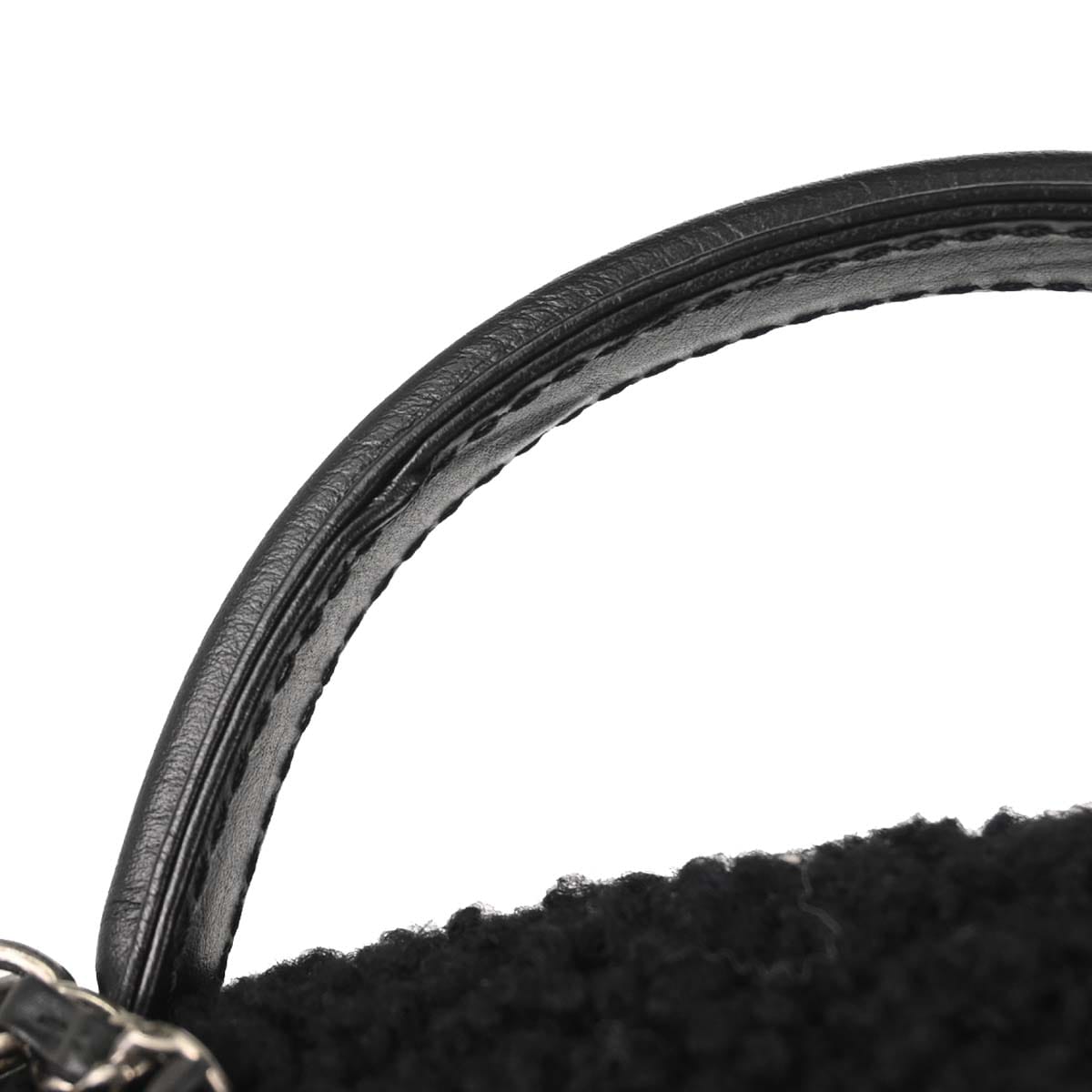 Chanel 2017 - 2018 Black Tweed Shierling Top Handle 2way Shoulder Handbag