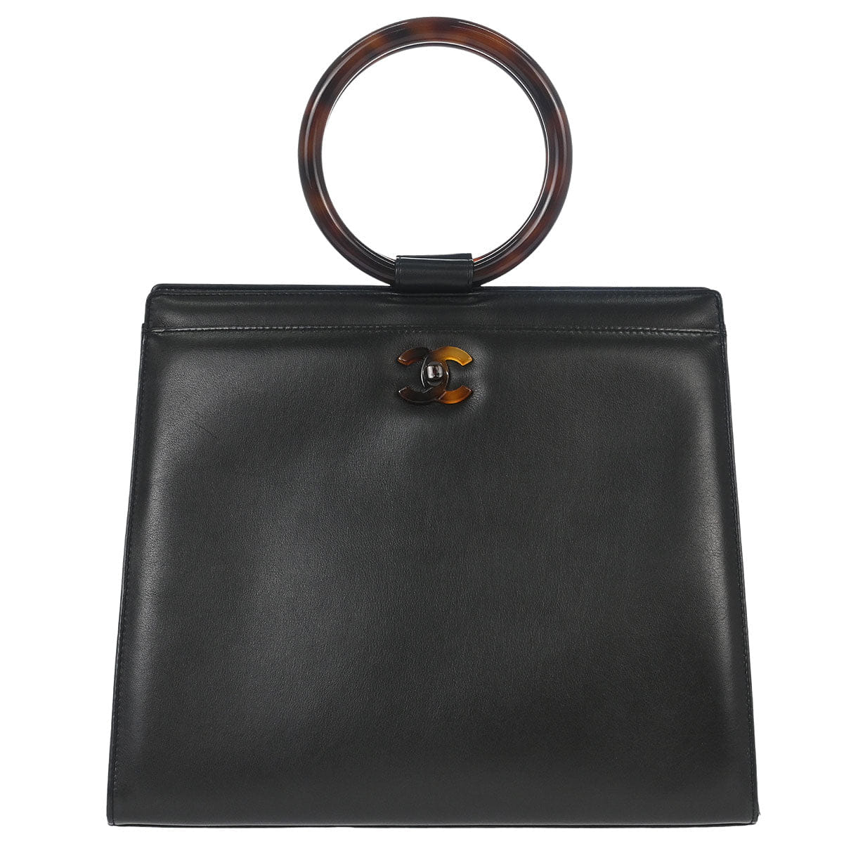 Chanel 1997 - 1999 Black Calfskin Tortoiseshell Handbag