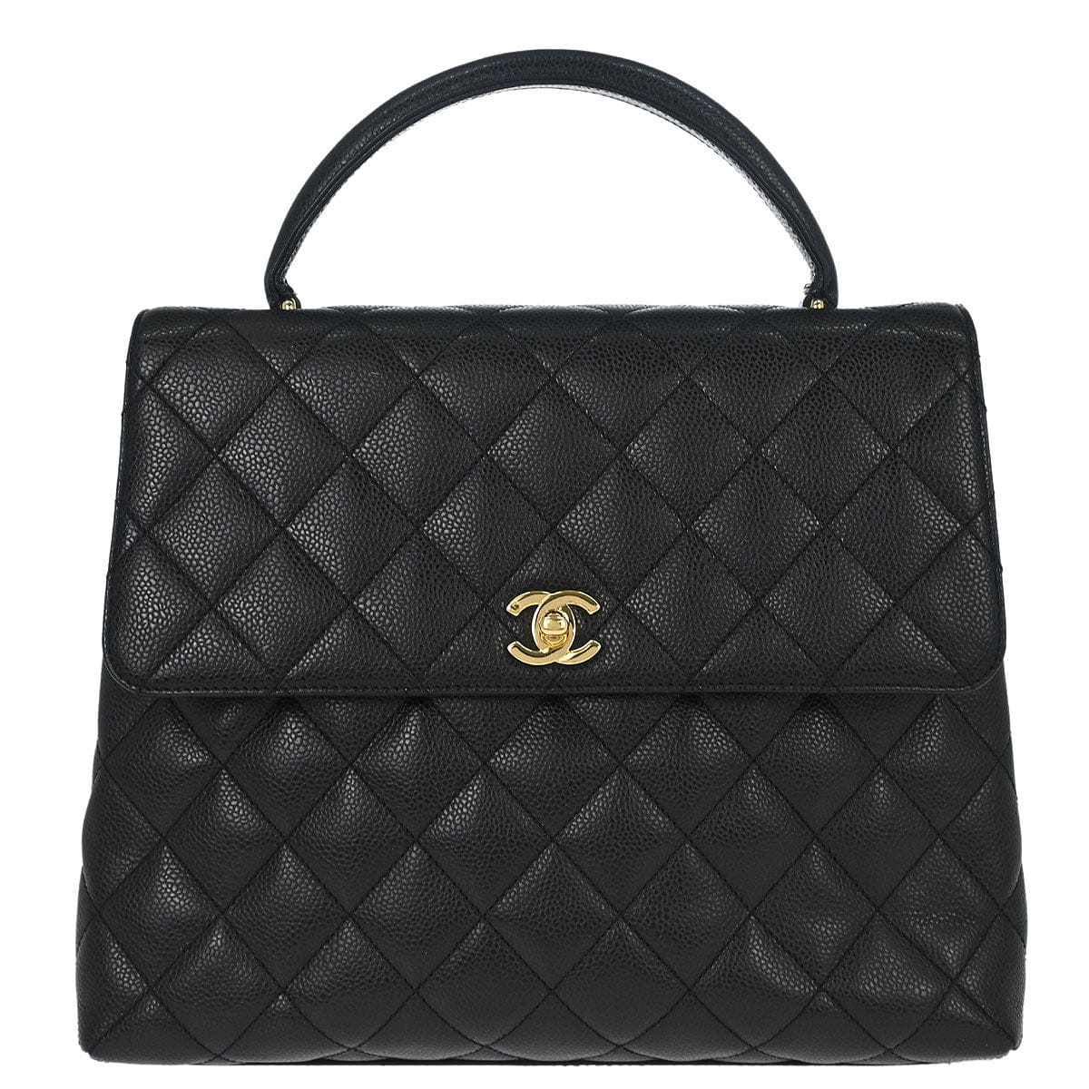 Chanel 2000 - 2002 Black Caviar Skin Kelly Handbag