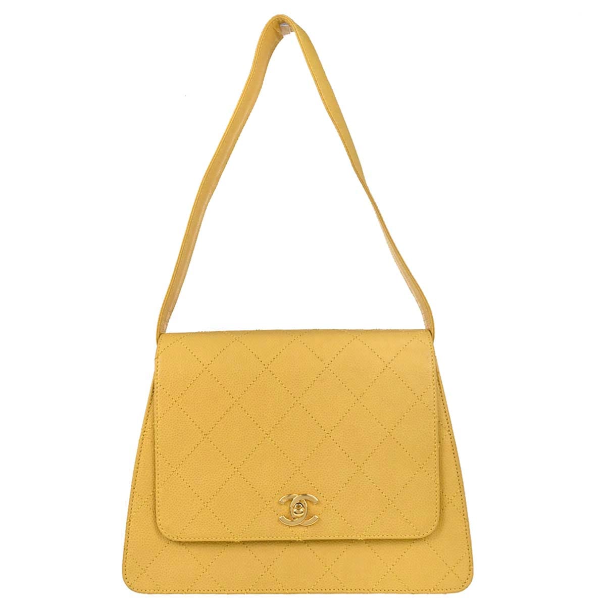 Chanel 1997 - 1999 Yellow Caviar Skin Handbag