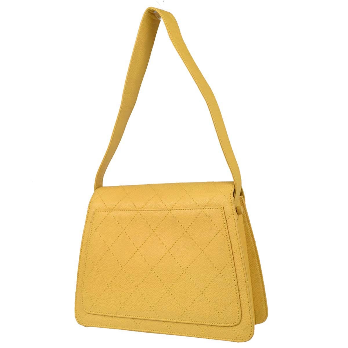 Chanel 1997 - 1999 Yellow Caviar Skin Handbag