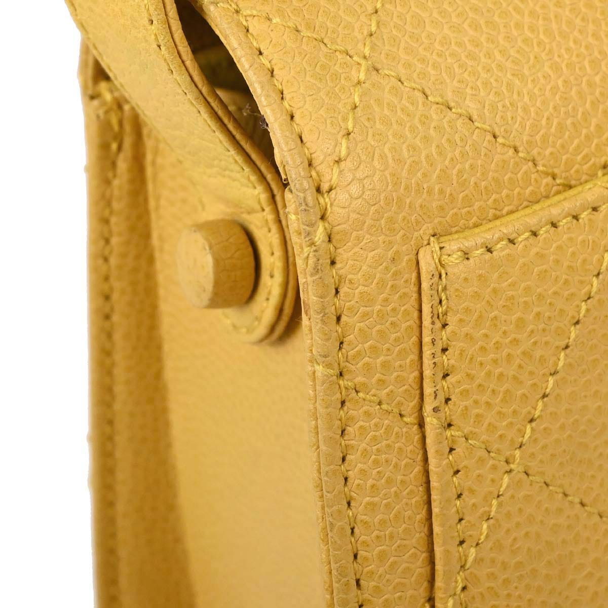 Chanel 1997 - 1999 Yellow Caviar Skin Handbag