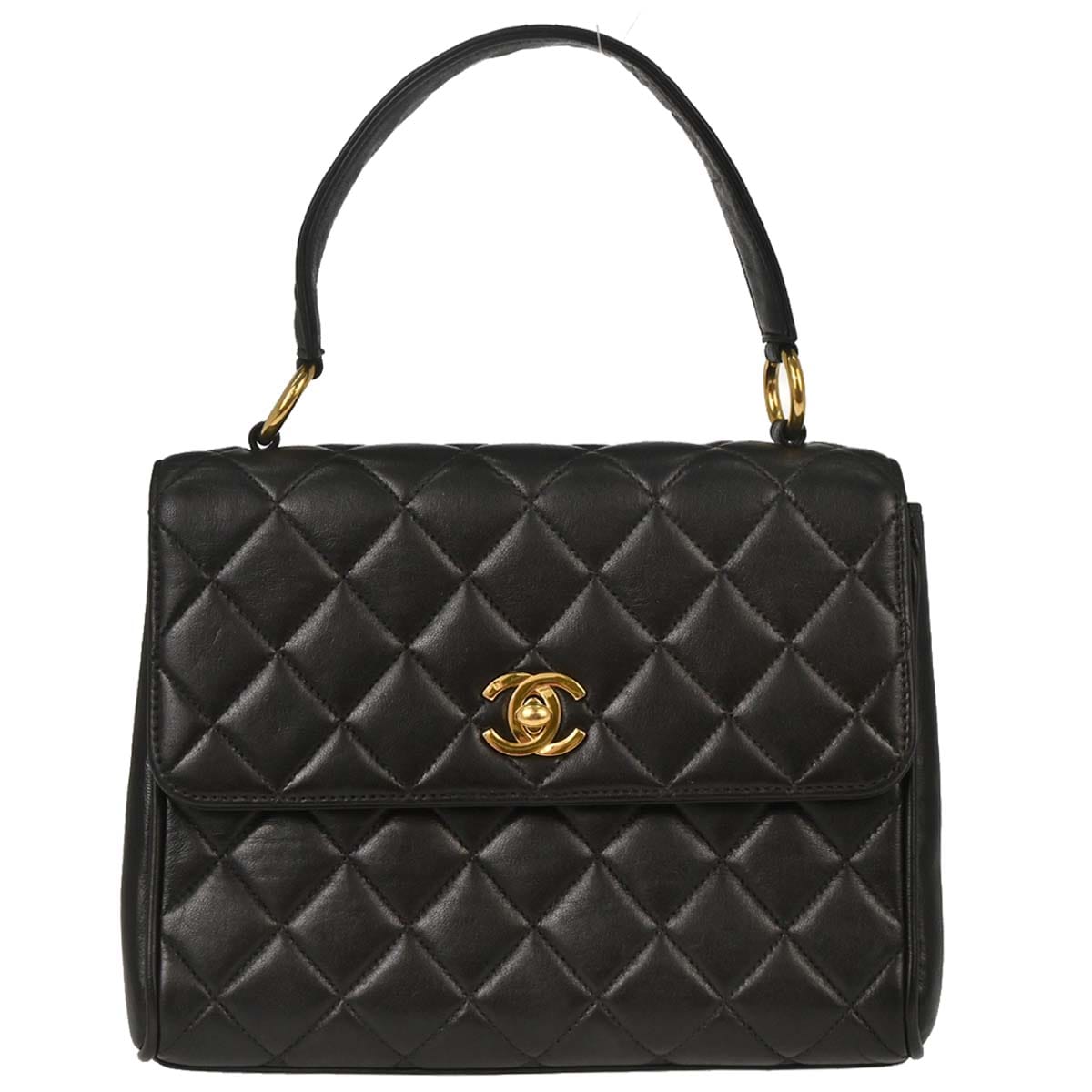 Chanel 1996 - 1997 Black Lambskin Straight Flap Handbag