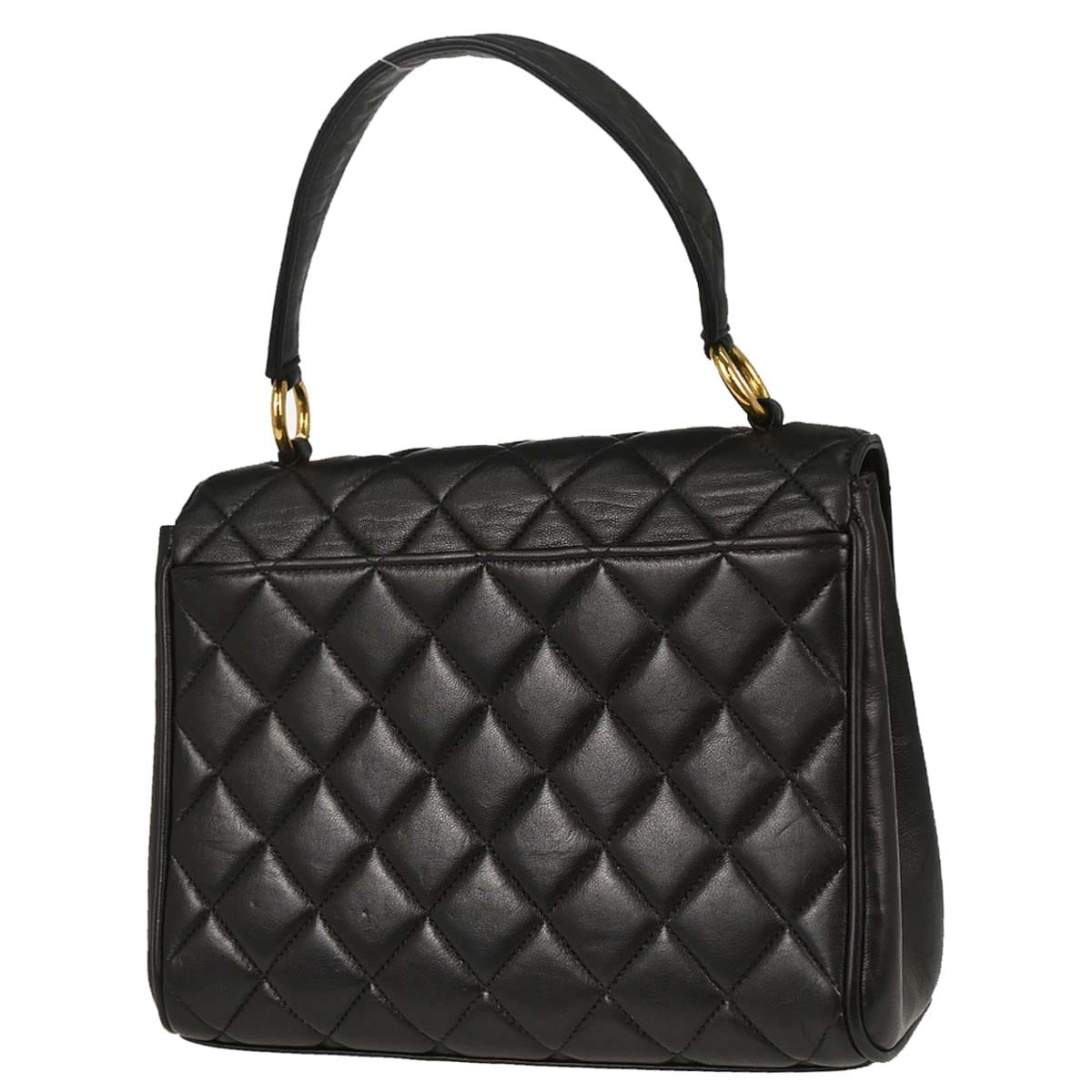 Chanel 1996 - 1997 Black Lambskin Straight Flap Handbag