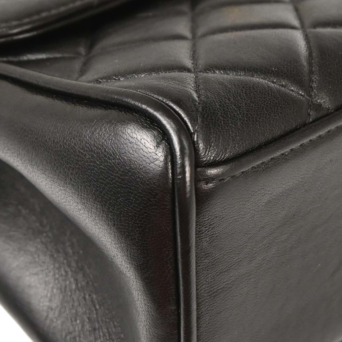 Chanel 1996 - 1997 Black Lambskin Straight Flap Handbag