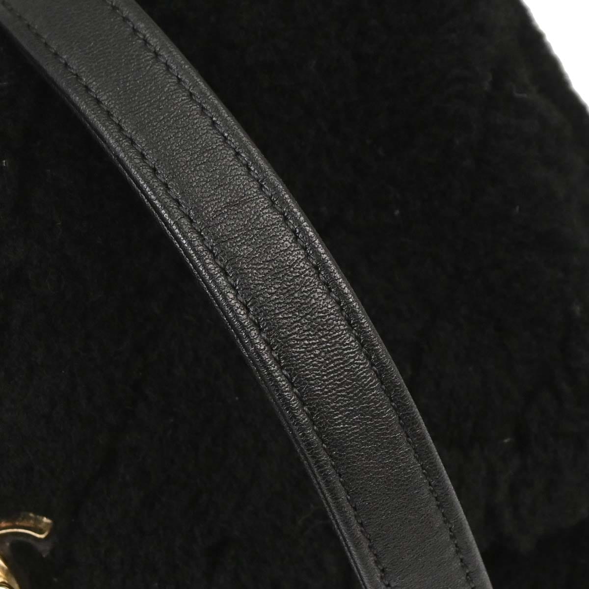 Chanel 2019 Black Mouton Chevron Coco Handle 2way Shoulder Handbag