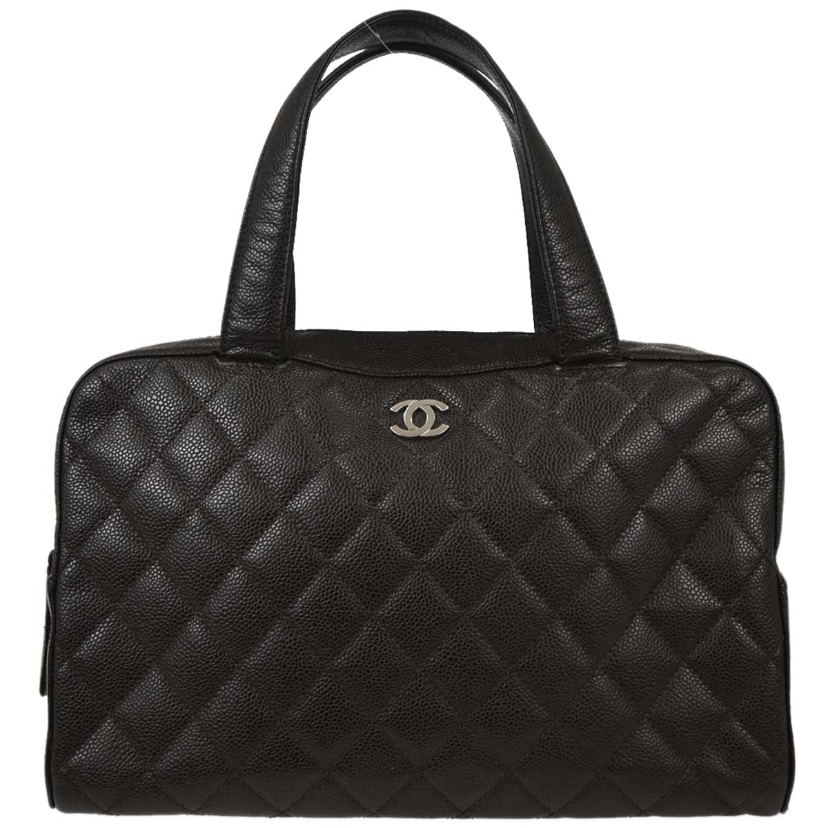 Chanel 2000 - 2002 Brown Caviar Skin Bowling Bag Handbag