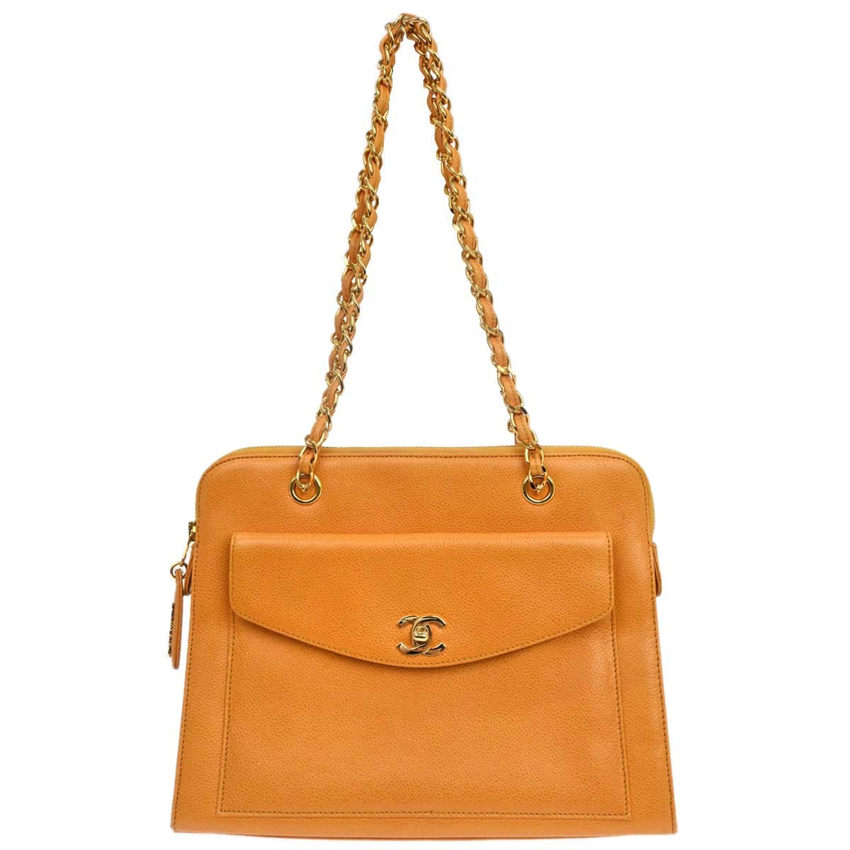 Chanel 1997 - 1999 Orange Caviar Skin Handbag
