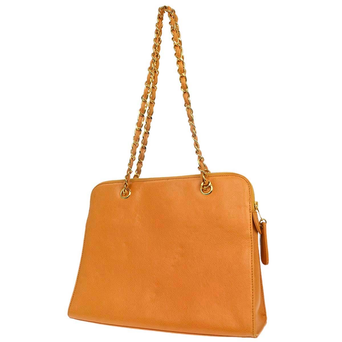 Chanel 1997 - 1999 Orange Caviar Skin Handbag