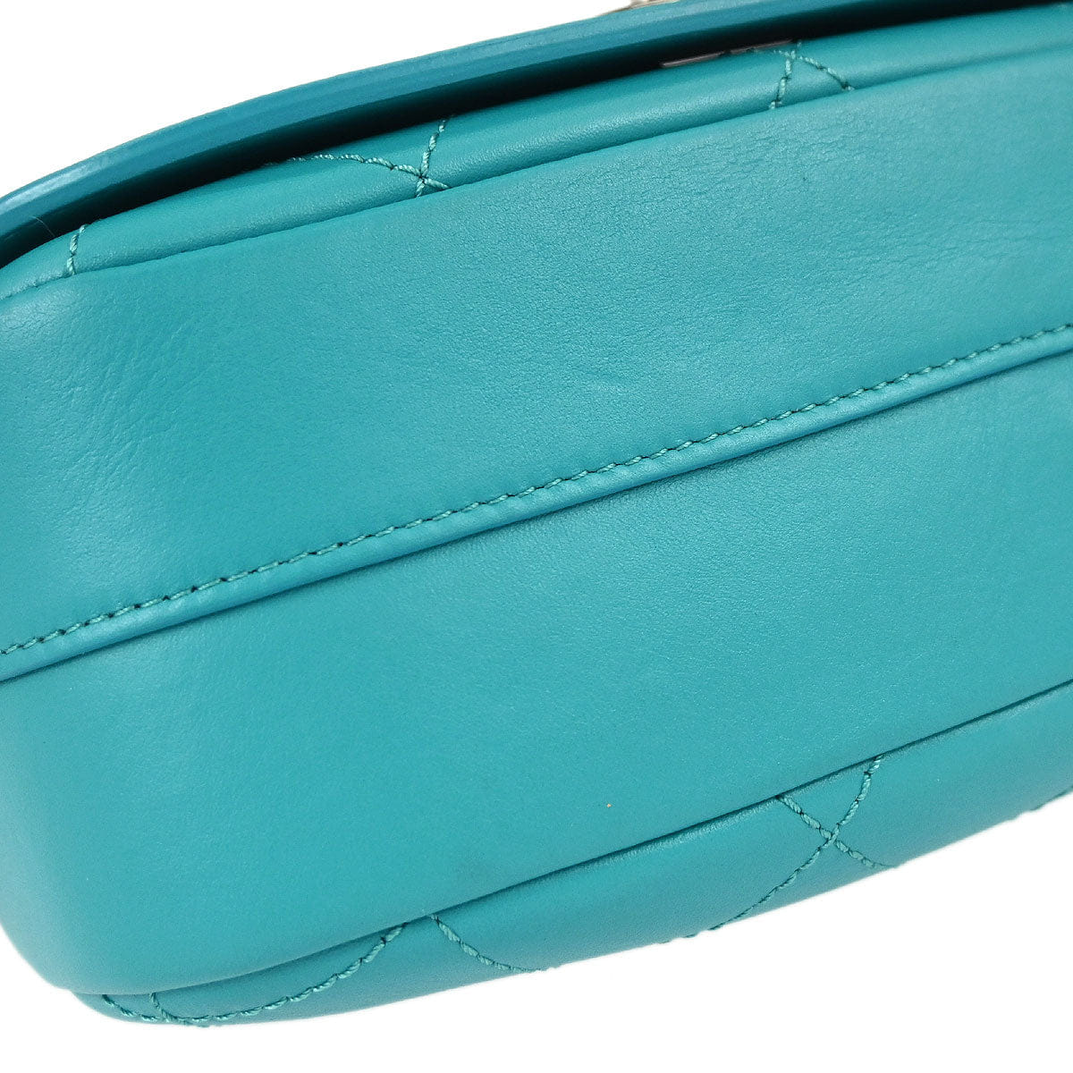 Chanel 2017 Turquoise Blue Lambskin Top Handle 2way Shoulder Handbag