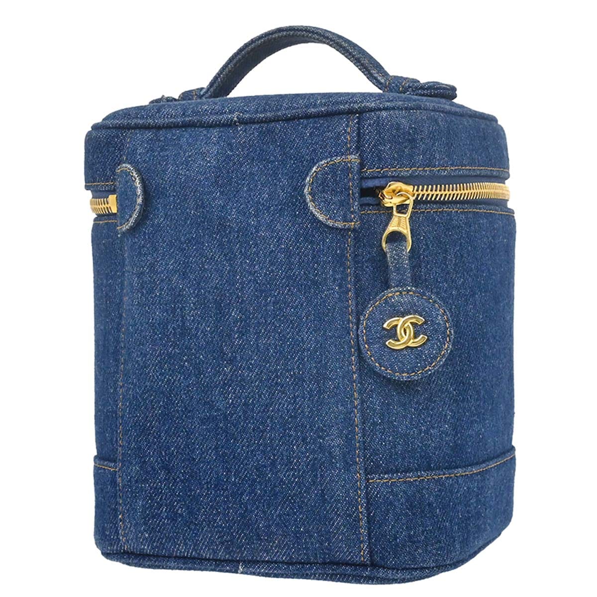 Chanel 1996 - 1997 Blue Denim Timeless Vanity Handbag