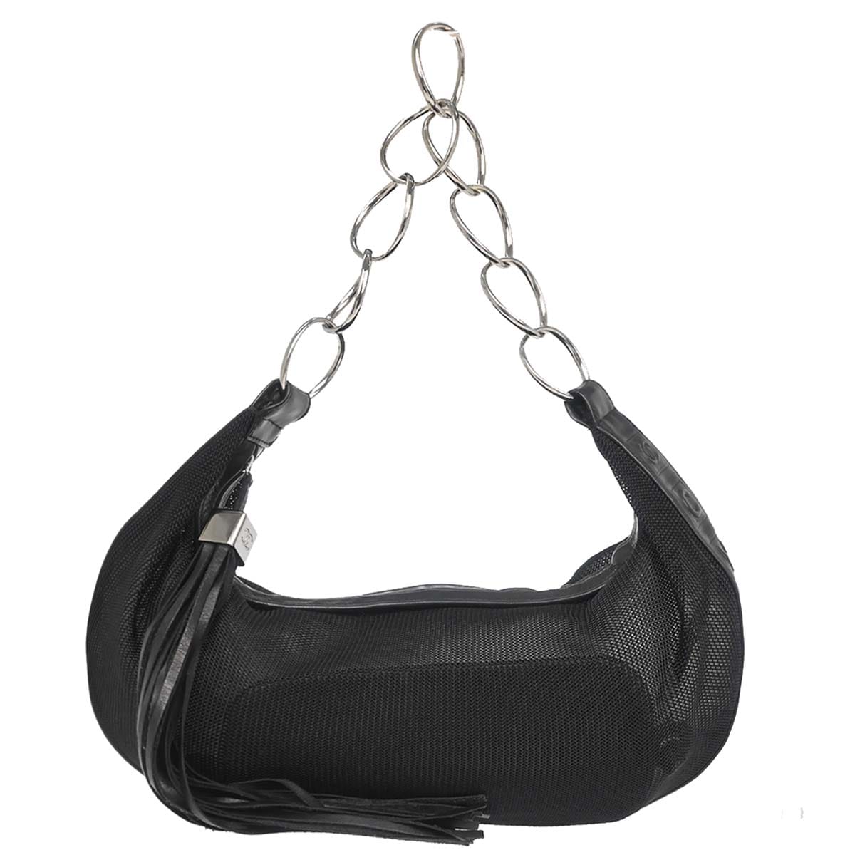 Chanel 2003 - 2004 Black Nylon Mesh Hobo Handbag
