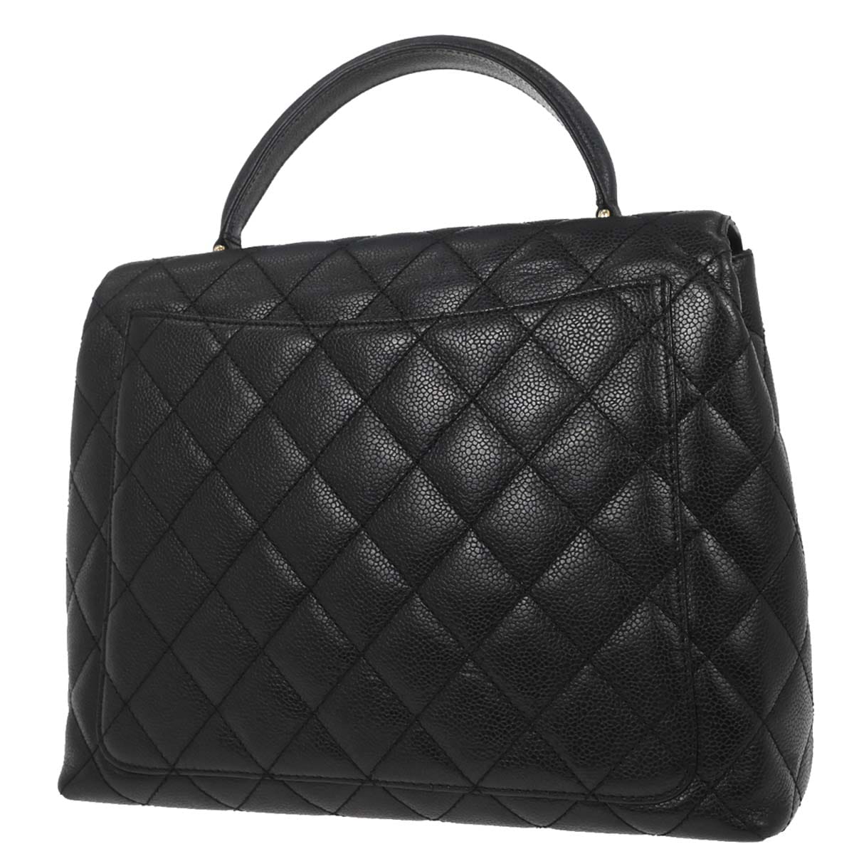 Chanel 2000 - 2001 Black Caviar Skin Kelly Top Handle Handbag