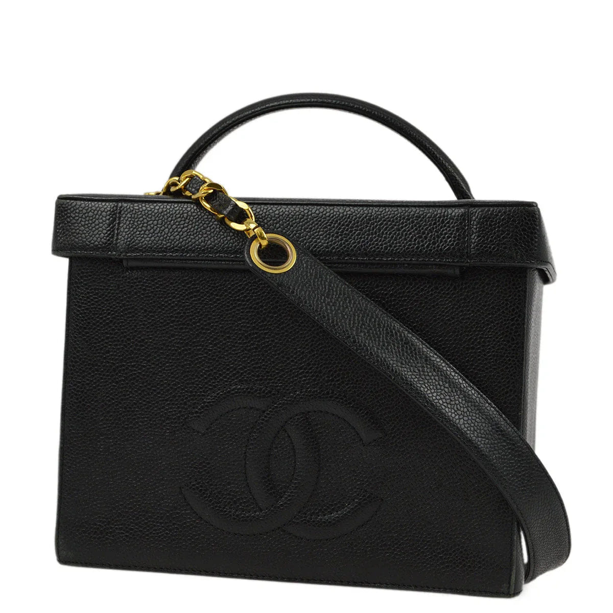 Chanel 1994 - 1996 Black Caviar Vanity 2way Shoulder Handbag