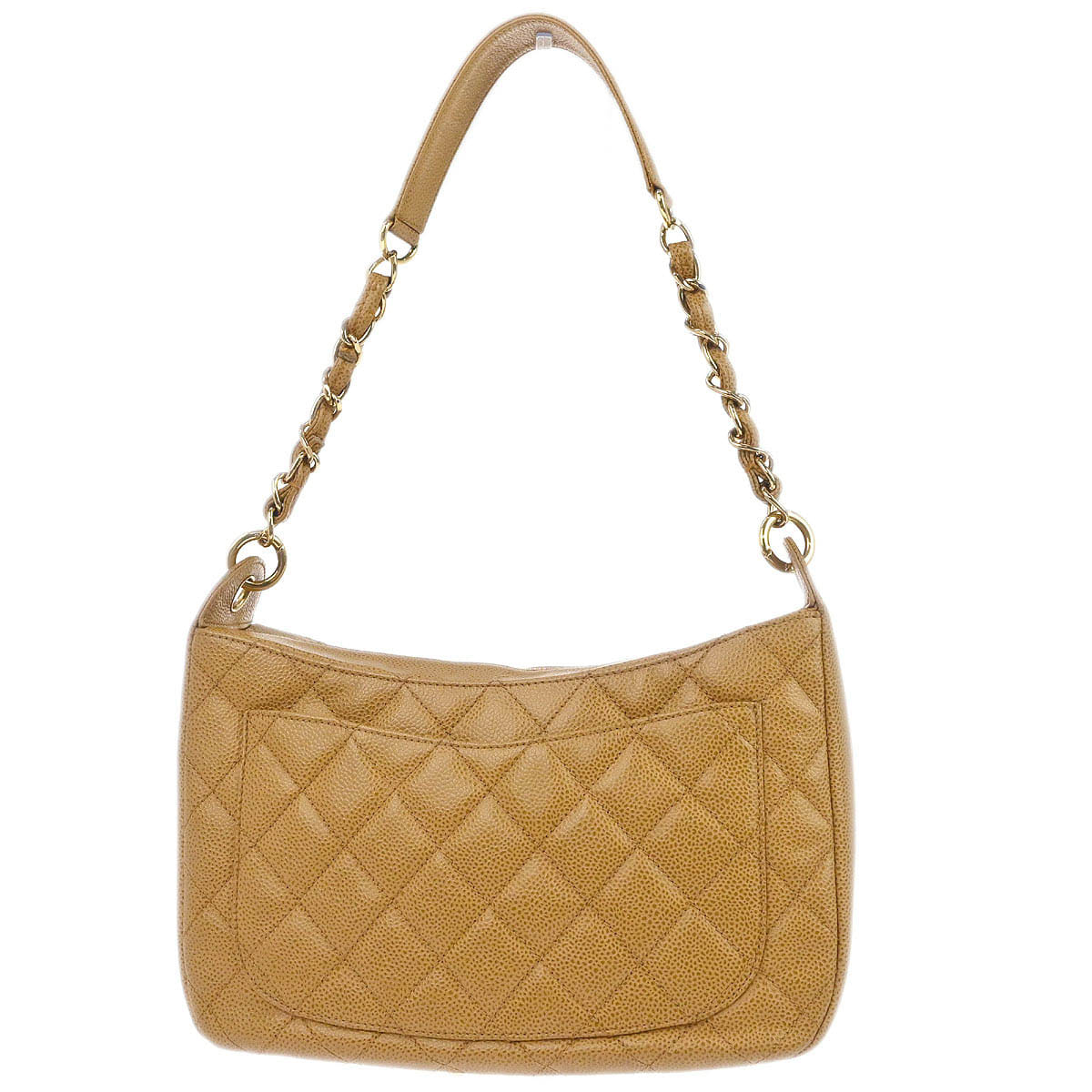 Chanel 2002 - 2003 Beige Caviar Skin Hobo Handbag