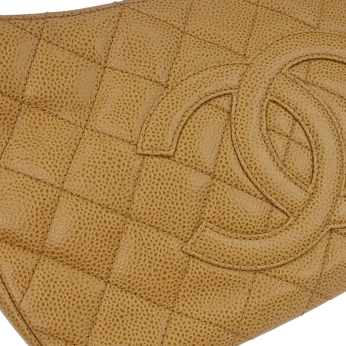 Chanel 2002 - 2003 Beige Caviar Skin Hobo Handbag