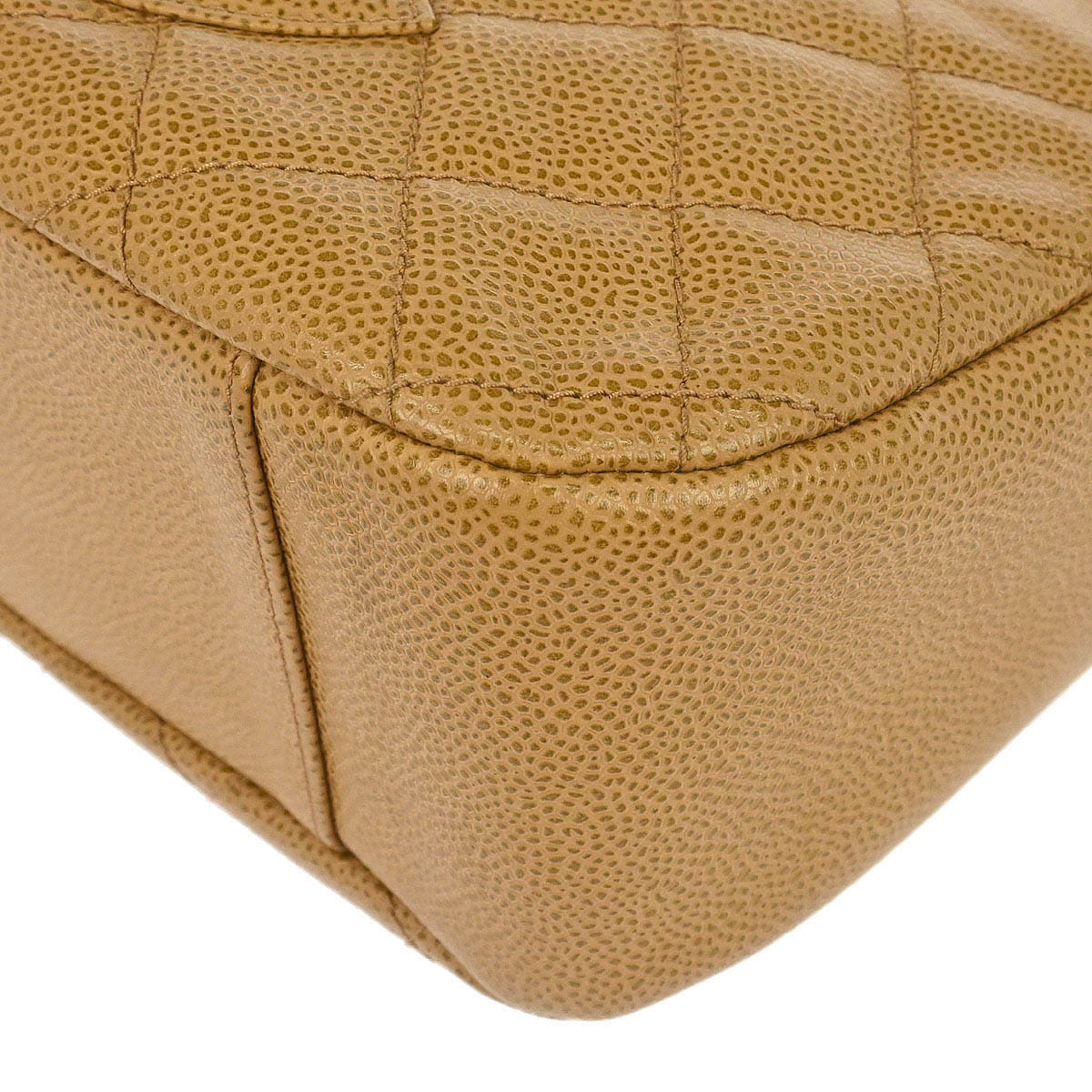 Chanel 2002 - 2003 Beige Caviar Skin Hobo Handbag