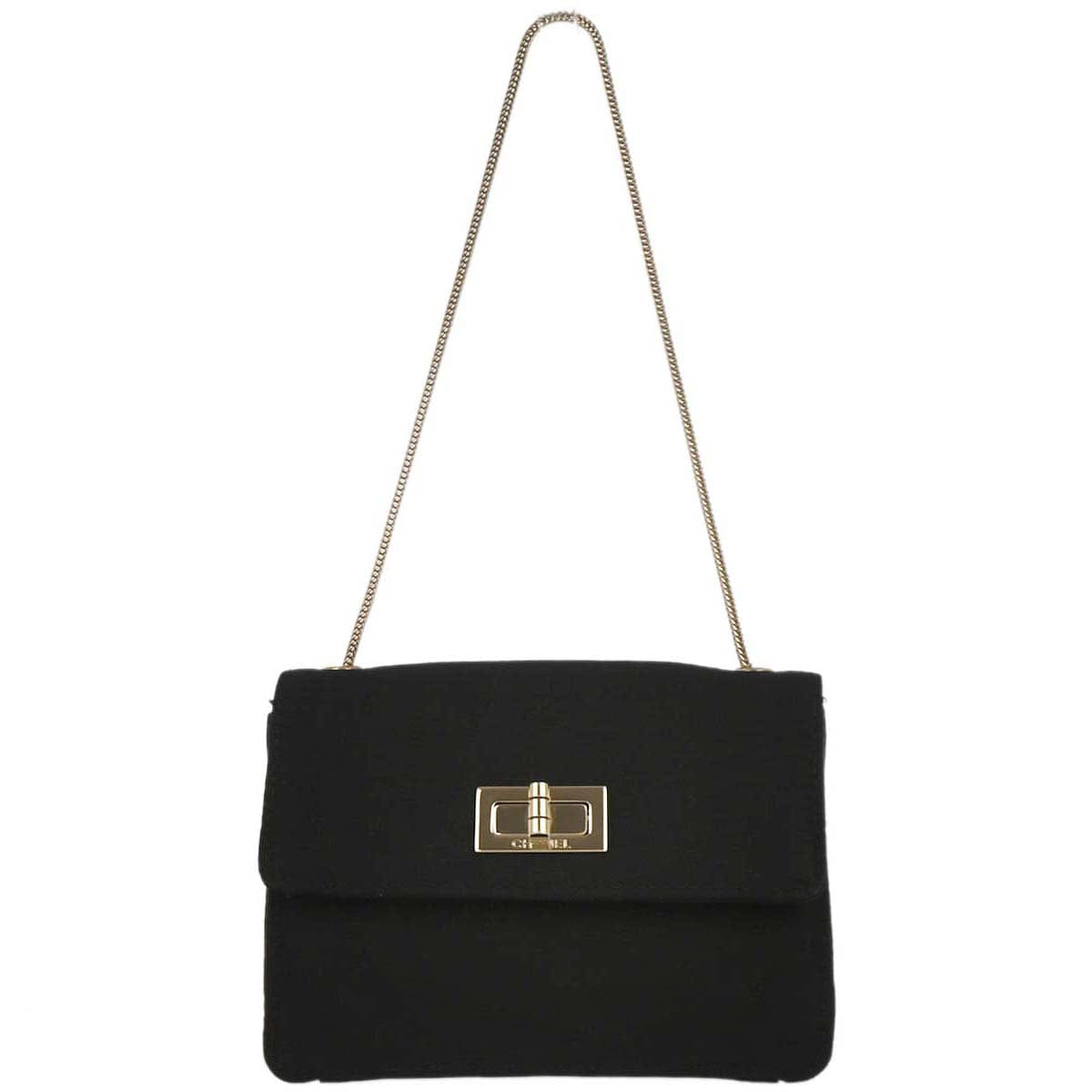 Chanel 2008 - 2009 Black Satin Mademoiselle Lock Handbag