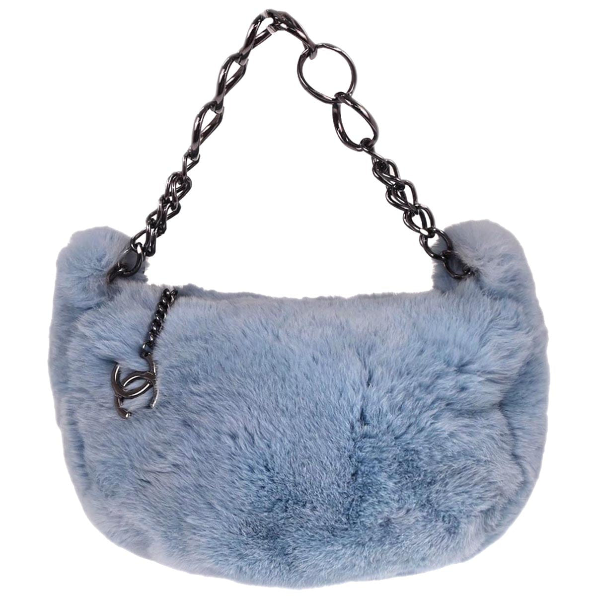 Chanel 2002 - 2003 Blue Lapin Fur Handbag