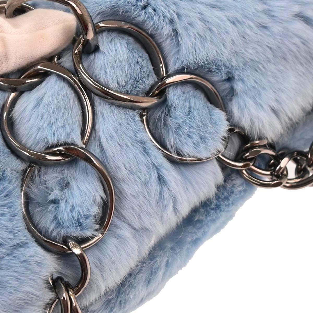 Chanel 2002 - 2003 Blue Lapin Fur Handbag