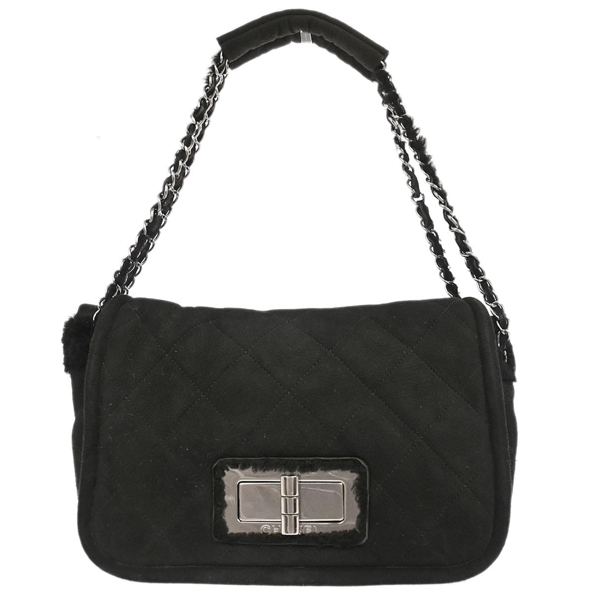 Chanel 2005 - 2006 Black Mouton Mademoiselle Lock Handbag