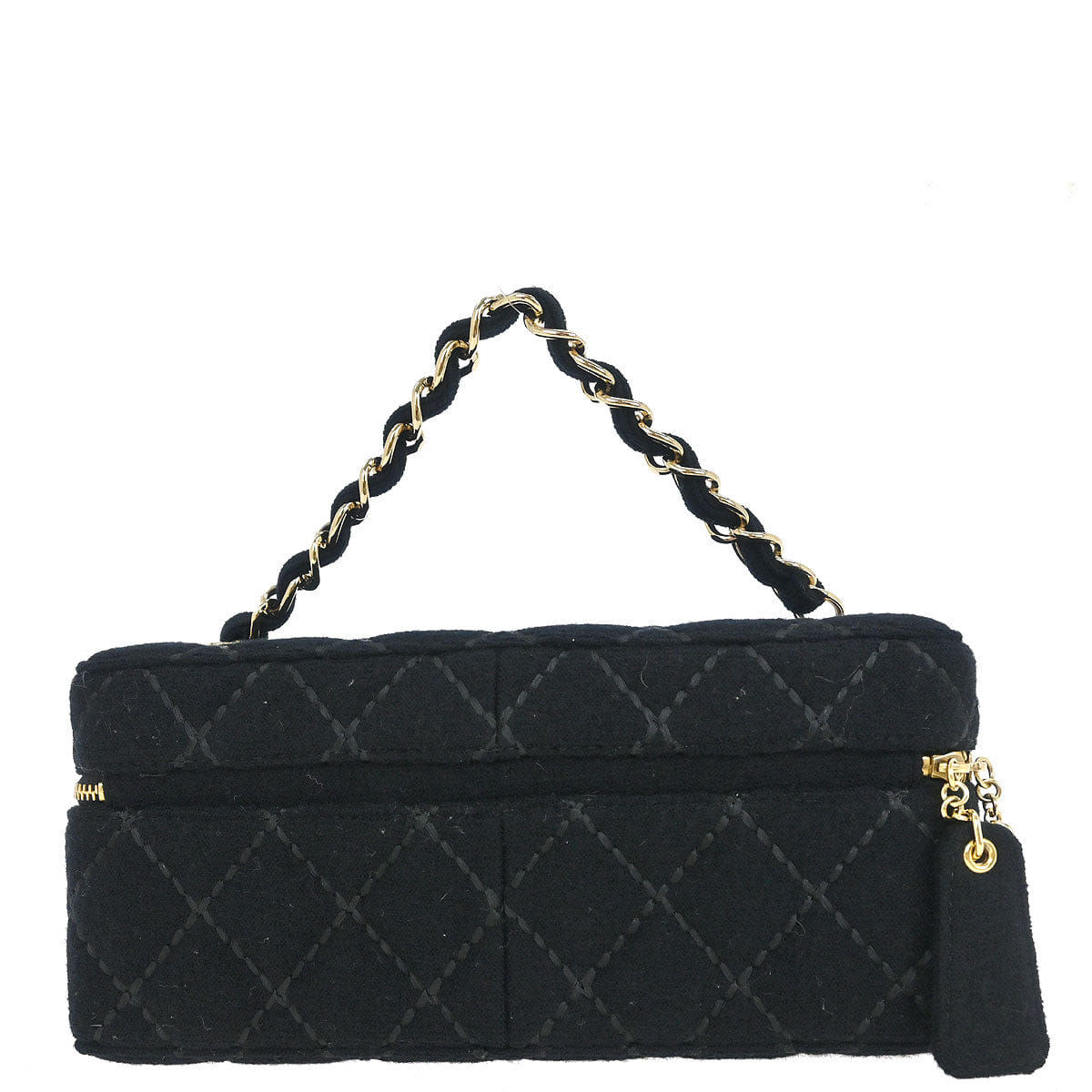 Chanel 2002 - 2003 Black Wool Wild Stitch Vanity Handbag