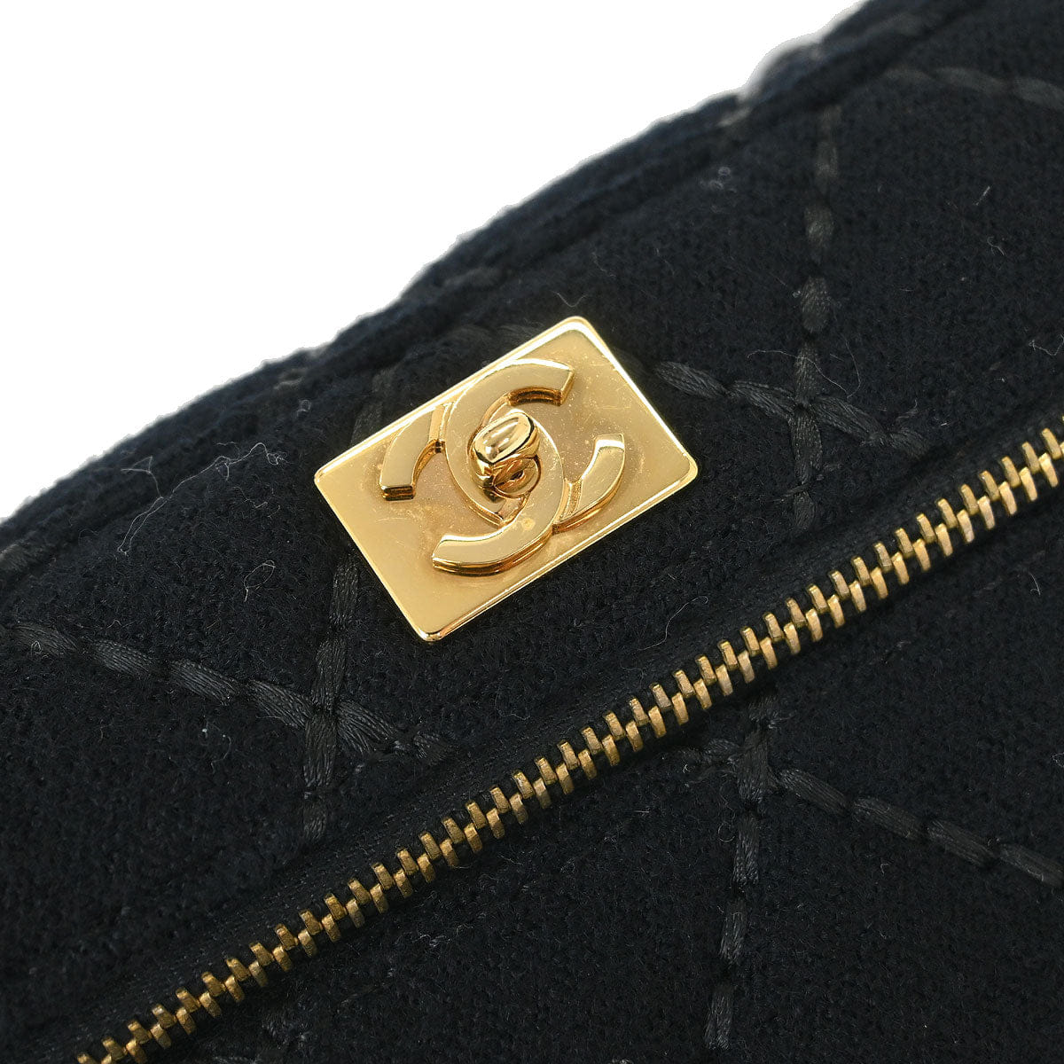 Chanel 2002 - 2003 Black Wool Wild Stitch Vanity Handbag