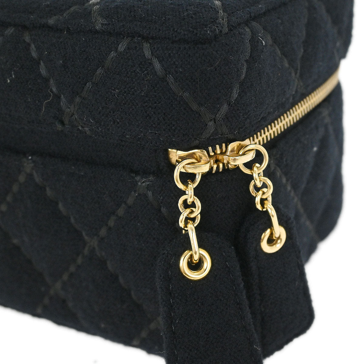 Chanel 2002 - 2003 Black Wool Wild Stitch Vanity Handbag