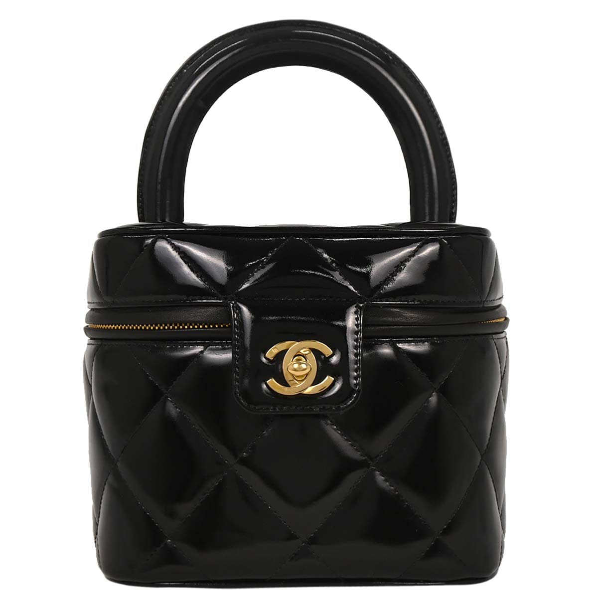 Chanel 1996 - 1997 Black Patent Leather Vanity Handbag