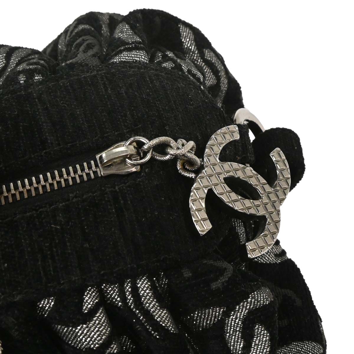 Chanel 2005 - 2006 Black Canvas Chain Print Handbag
