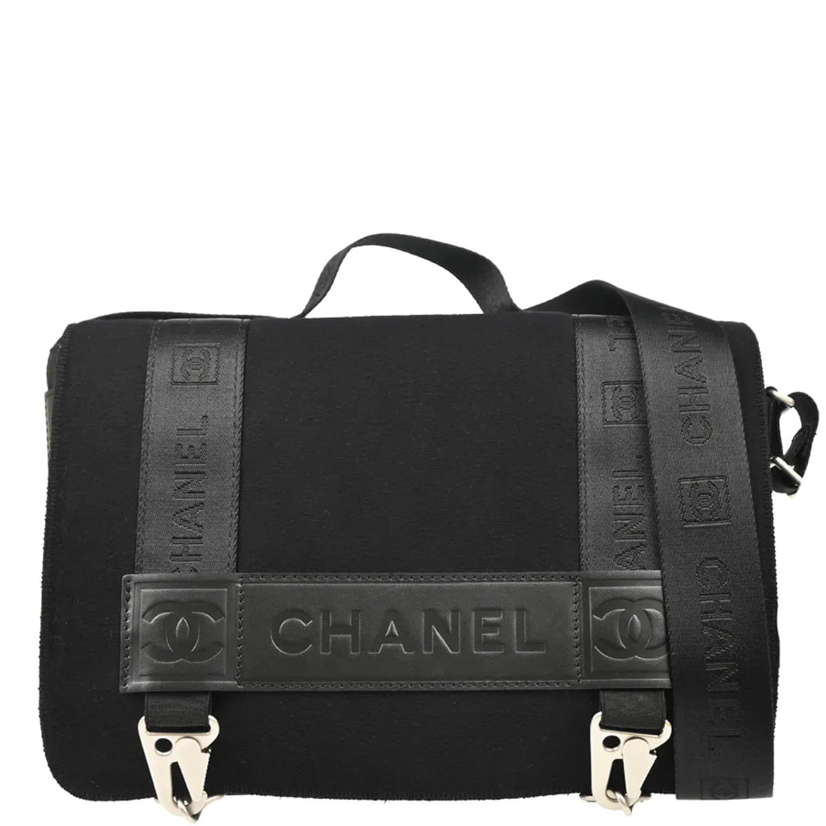 Chanel 2005 - 2006 Black Felt Nylon Sport Line 2way Shoulder Handbag